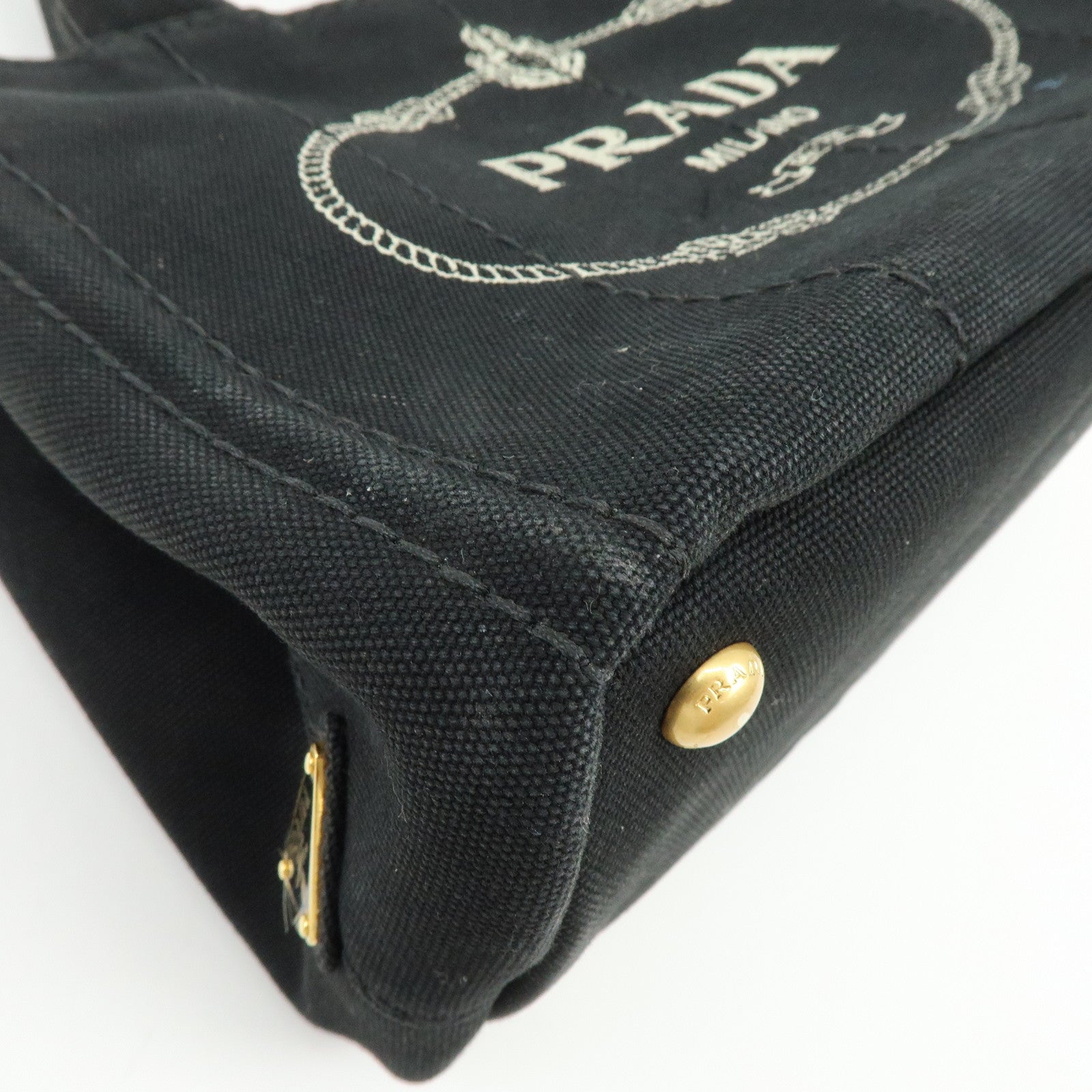 PRADA Triangle Logo Canapa Mini Canvas 2Way Hand Bag Black 1BG439