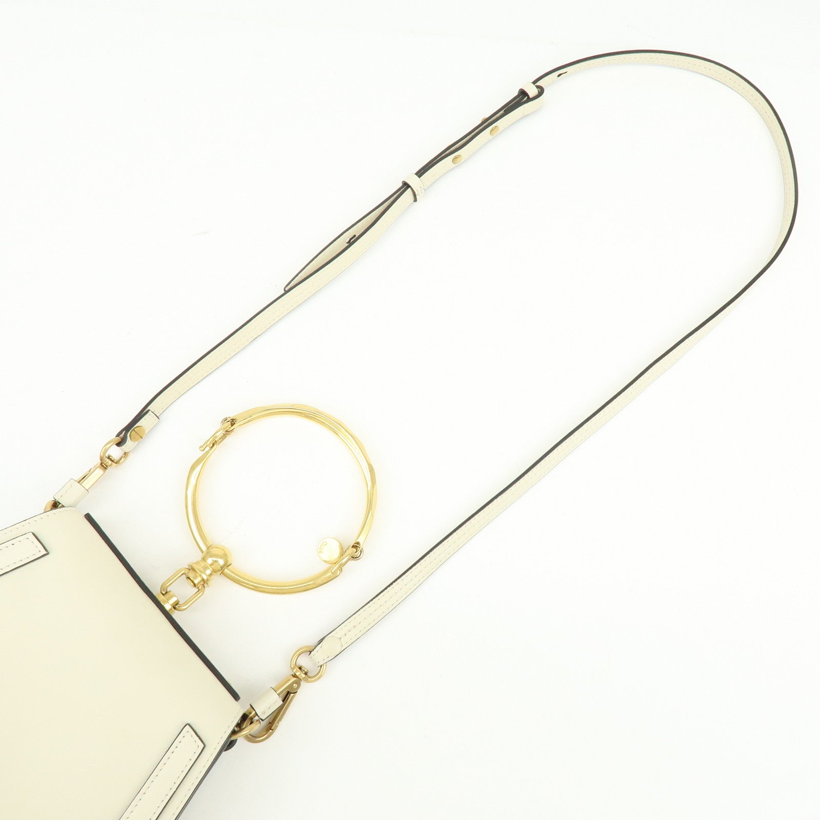 Chloe Nile Leather Suede 2Way Hand Bag Shoulder Bag White