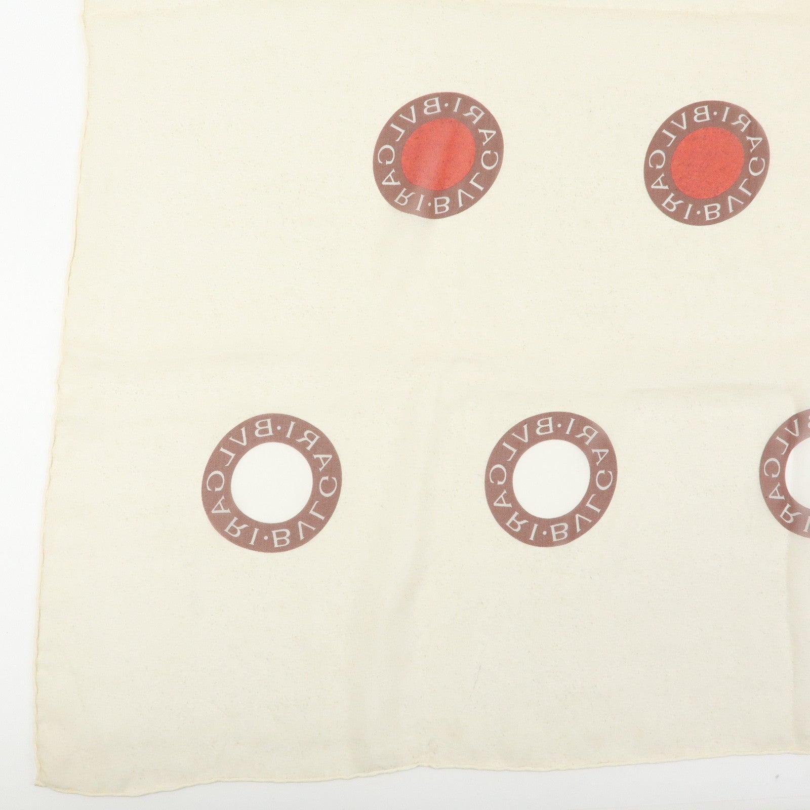 BVLGARI BVLGARI Silk 100% Sheer Scarf Beige Red