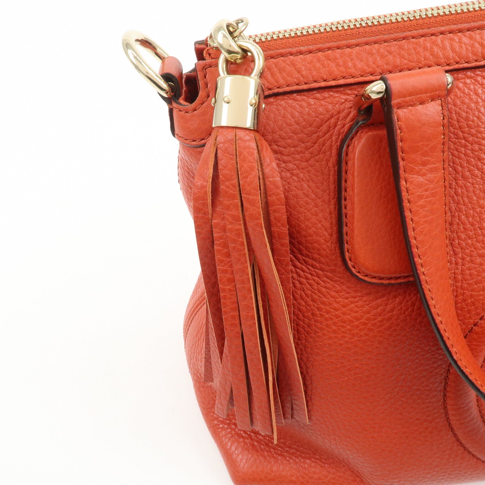 GUCCI SOHO Interlocking G Leather 2Way Hand Bag Orange 308362