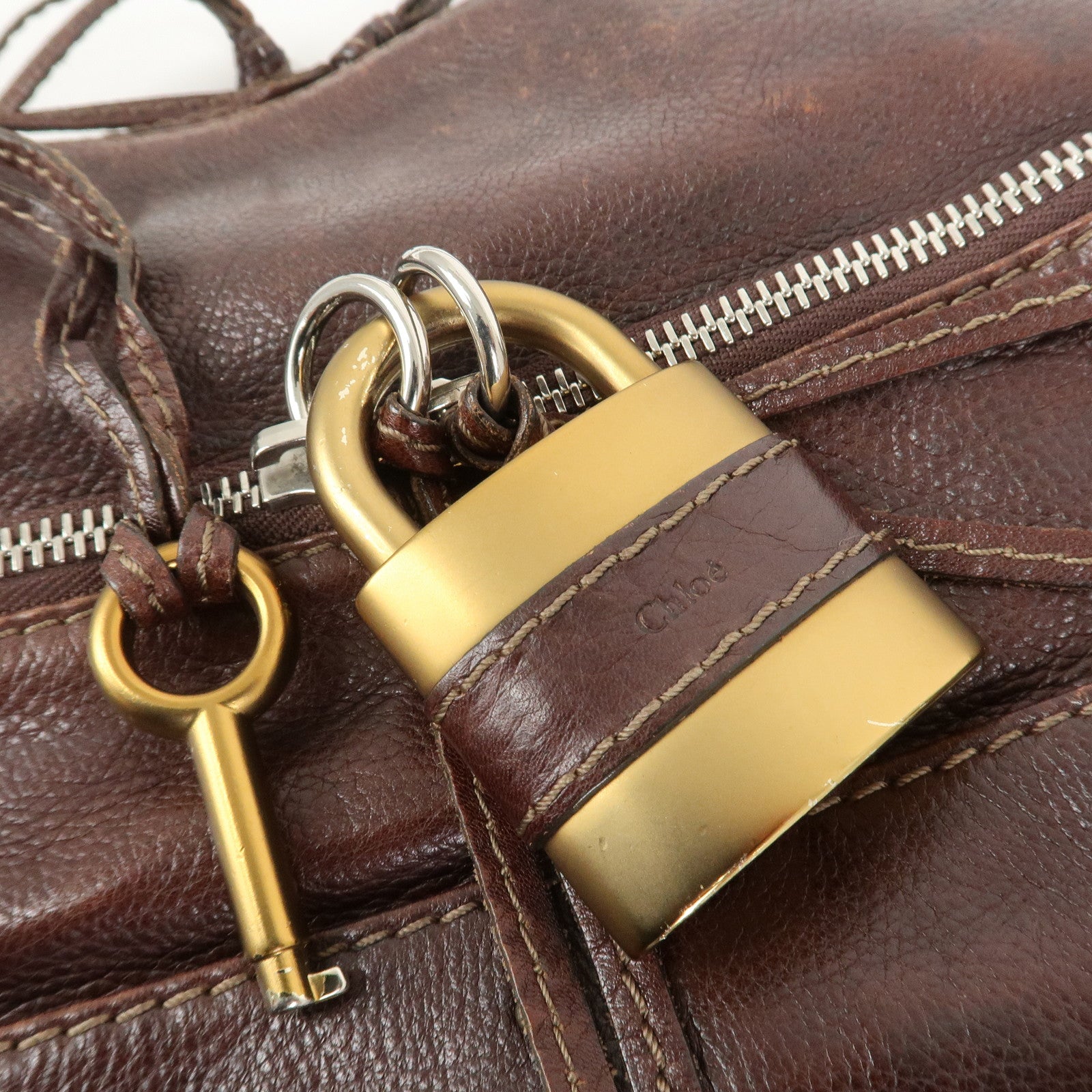 Chloe Paddington Leather Shoulder Crossbody Bag Brown