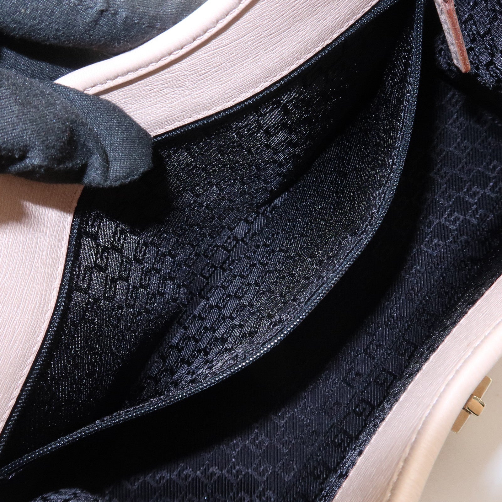 GUCCI Jackie Logo Leather Shoulder Bag Hand Bag Pink 002.1067