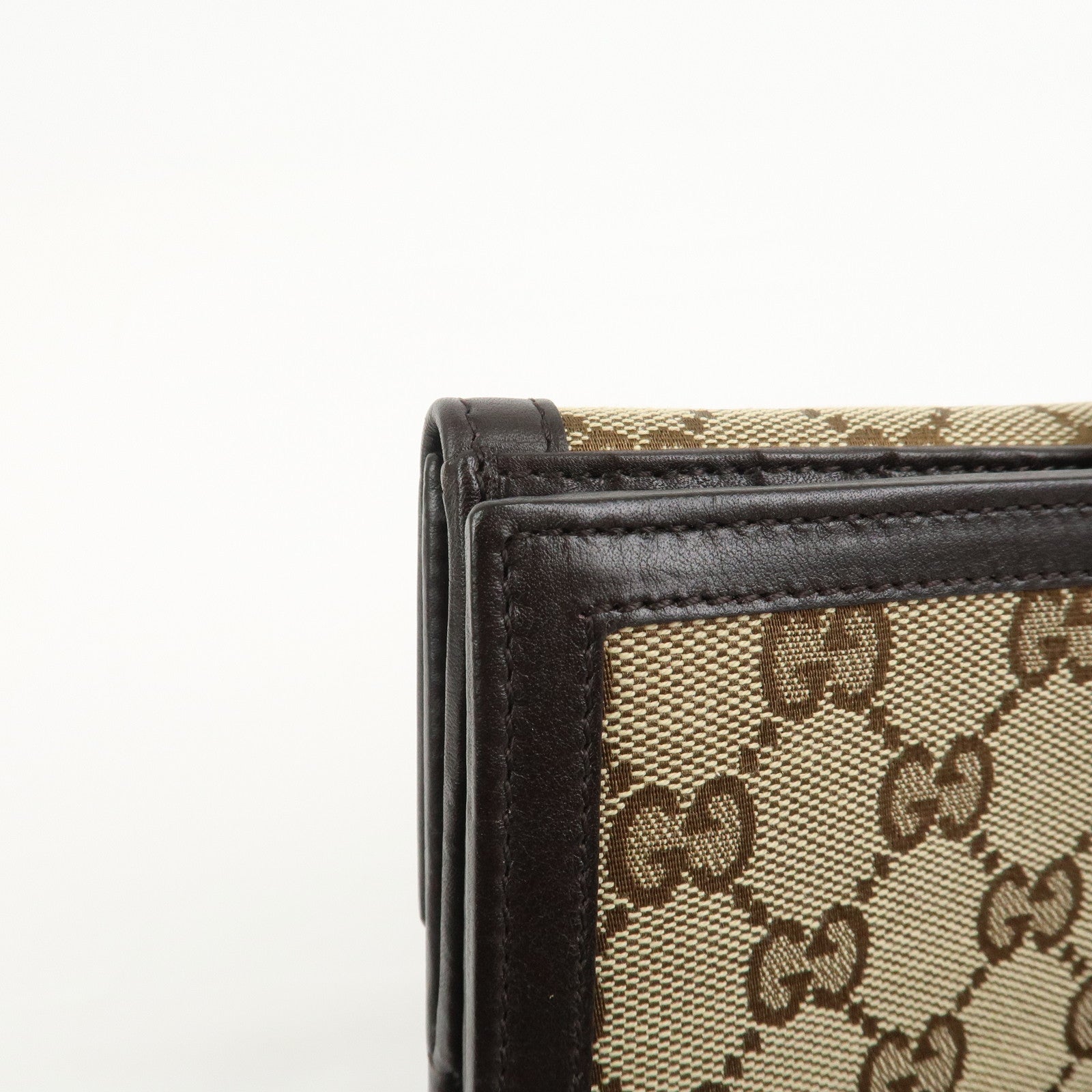 GUCCI Interlocking G GG Canvas Double Flap Long Wallet Brown 282426