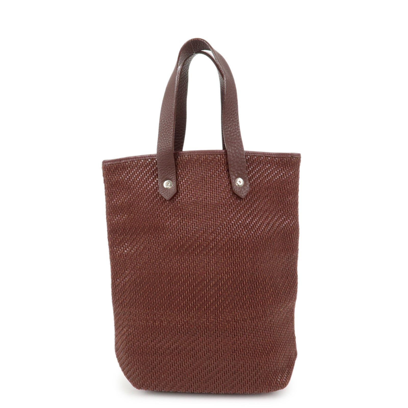 HERMES Amedaba PM Diago Leather Tote Bag Hand Bag Brown
