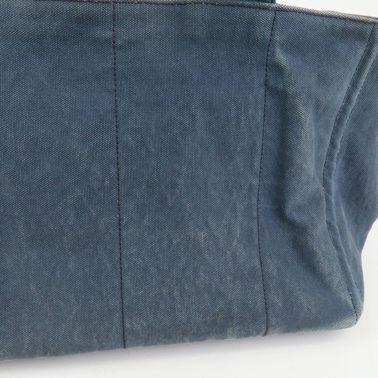 PRADA Logo Canapa Canvas Tote Bag Hand Bag Blue B1877B