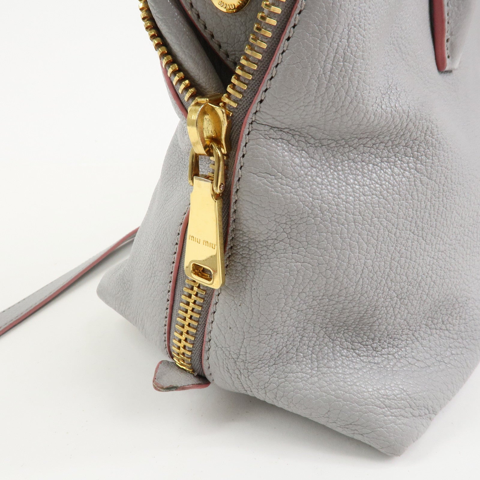 MIU MIU Madras Logo Leather 2WAY Bag Shoulder Bag Hand Bag 5BB016