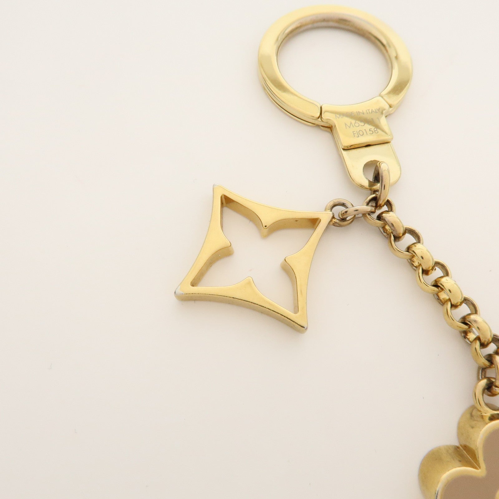 Louis Vuitton Fleur de Monogram Bag Charm Key Chain Gold M65111