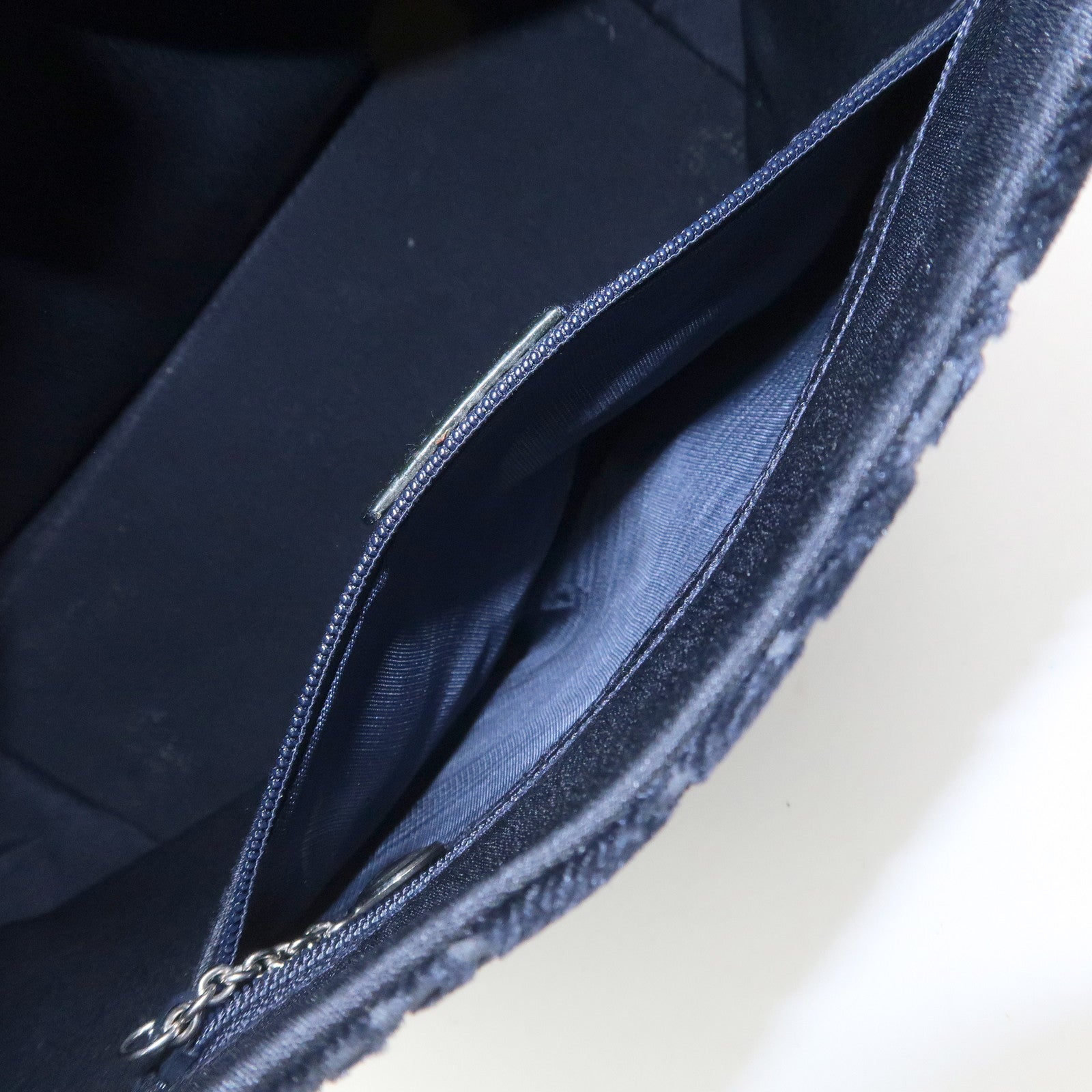 GUCCI Velvet GG Monogram Shoulder Bag Hand Bag Navy 001・2123