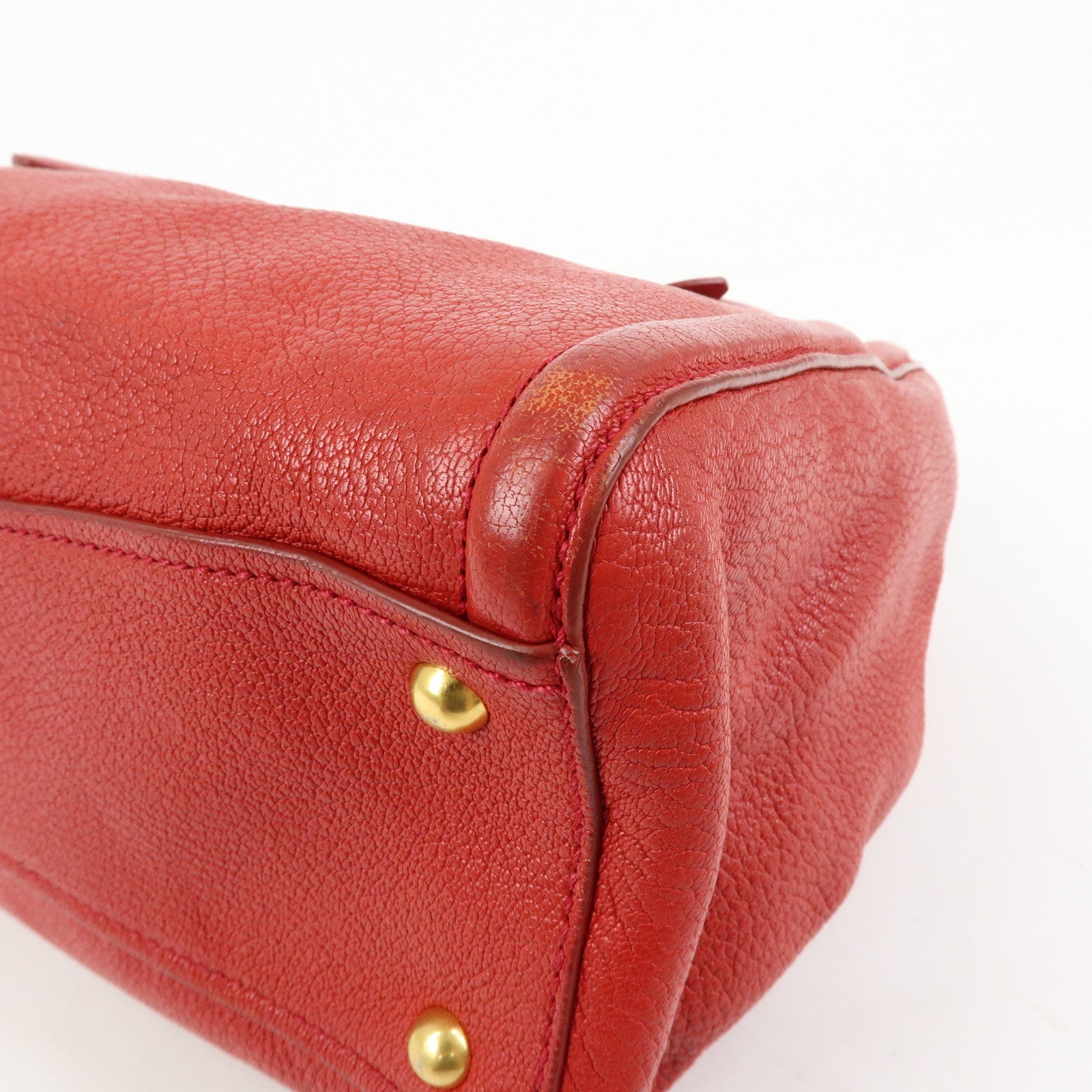 MIU MIU MADRAS Leather 2Way Bag Hand Bag Shoulder Bag Red