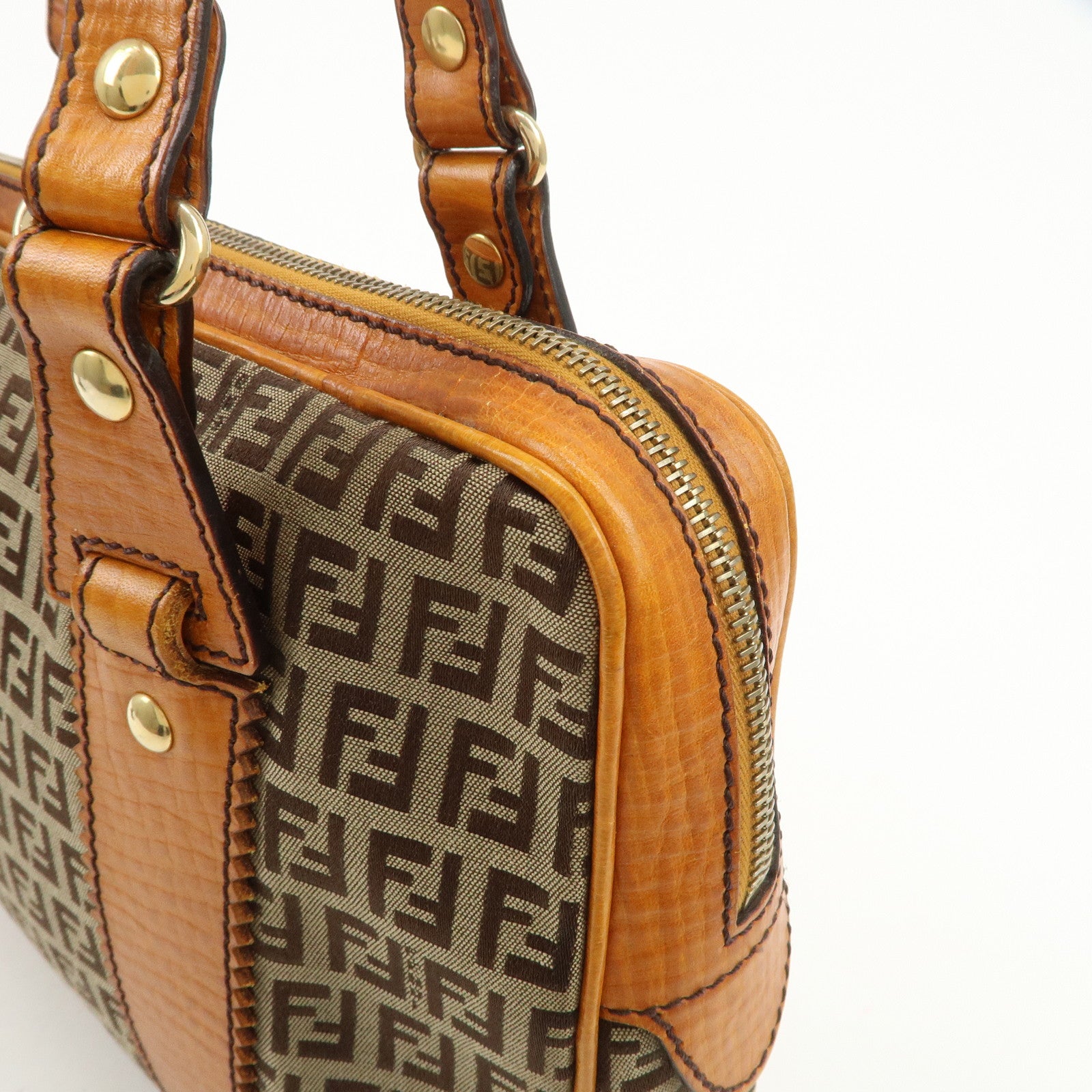 FENDI Zucchino Canvas Shoulder Bag Shoulder Bag Brown 8BN161