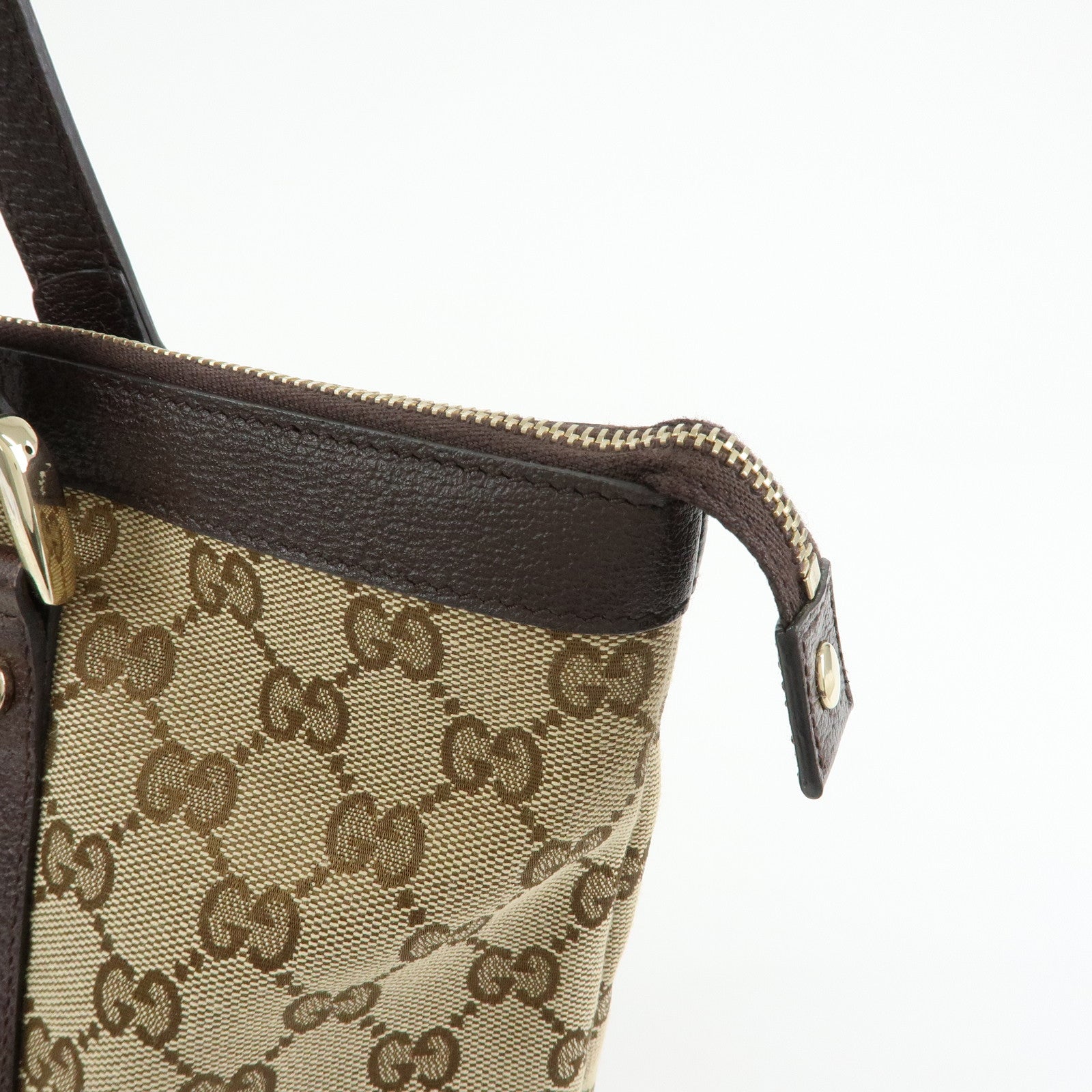 GUCCI Abbey GG Canvas Leather Tote Bag Hand Bag Beige Brown 141470