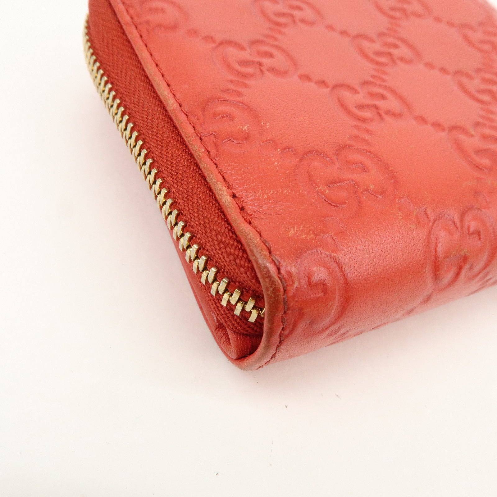 GUCCI Guccissima Leather Bi-fold Compact Wallet Red 346056
