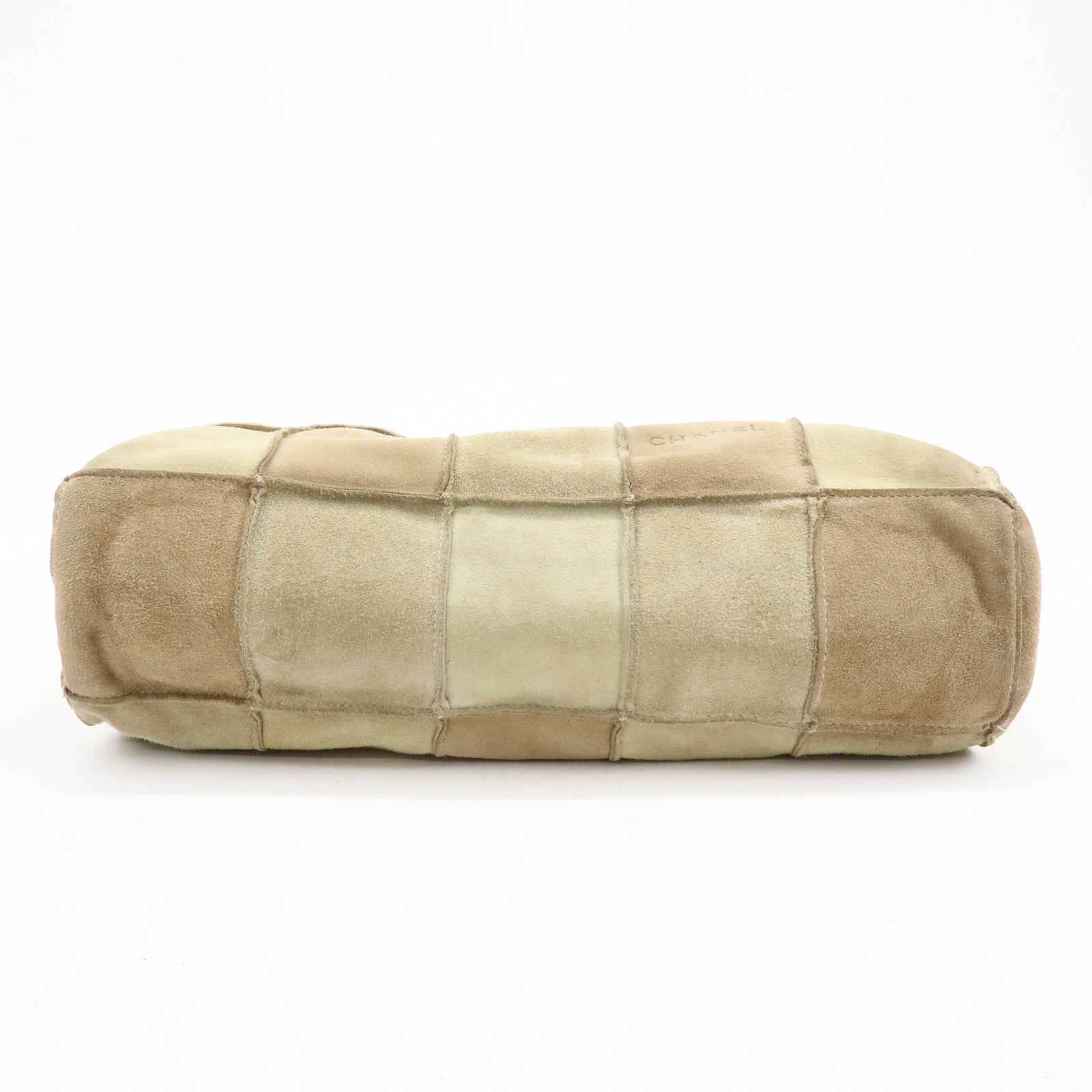 CHANEL Suede Patchwork Shoulder Bag Tote Bag Beige