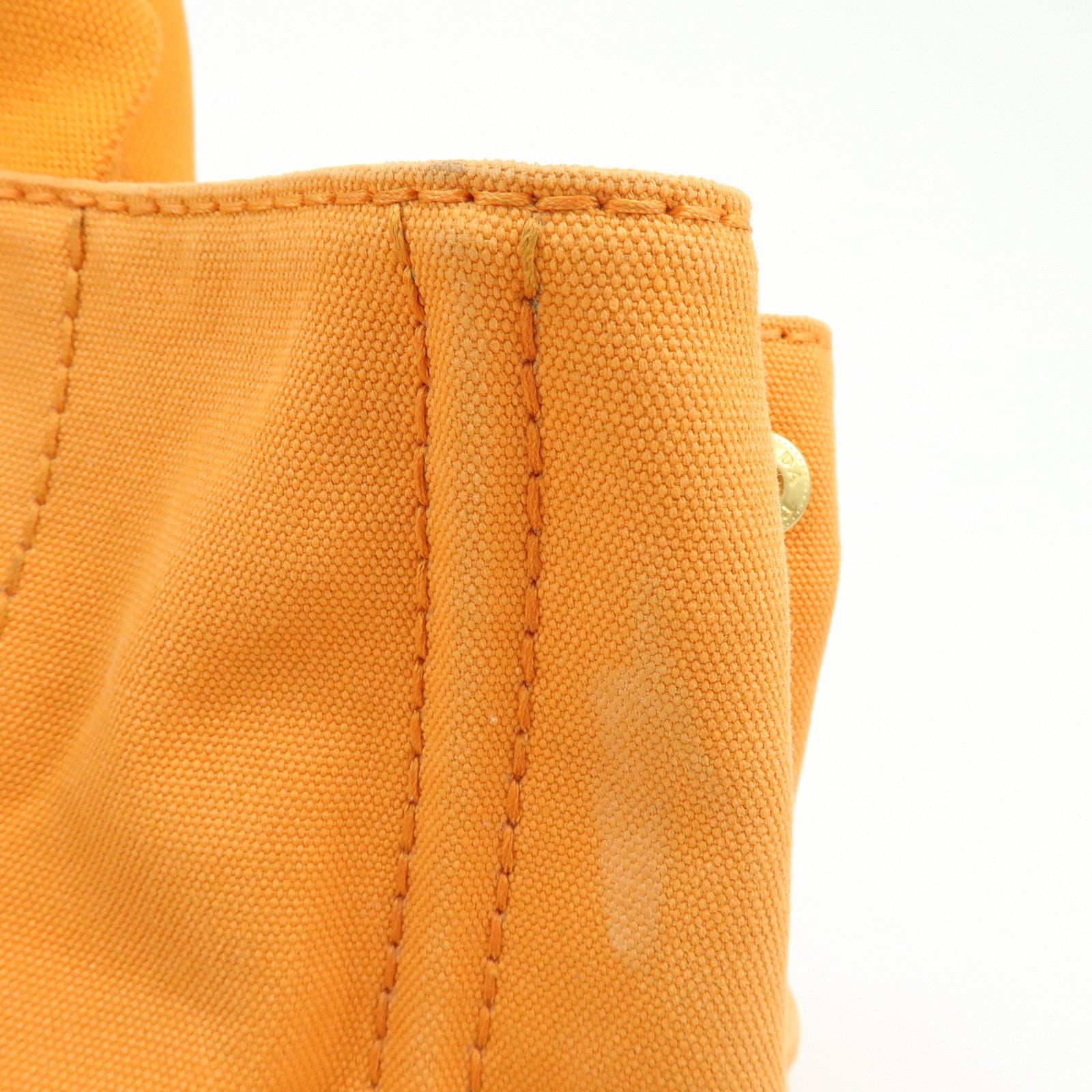 PRADA Canapa Canvas Tote Bag Hand Bag M Size Orange BN1877