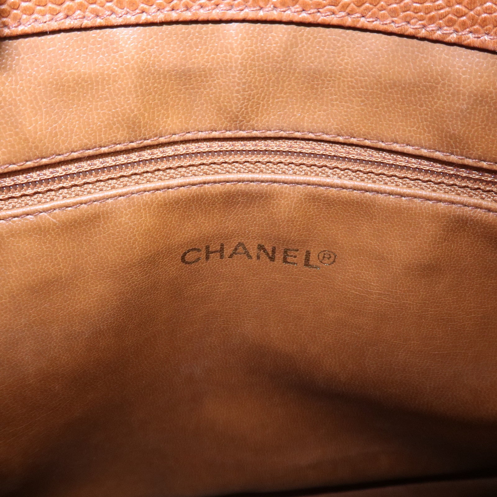 CHANEL COCO Mark Caviarskin Turn Lock Chain Shoulder Bag Brown