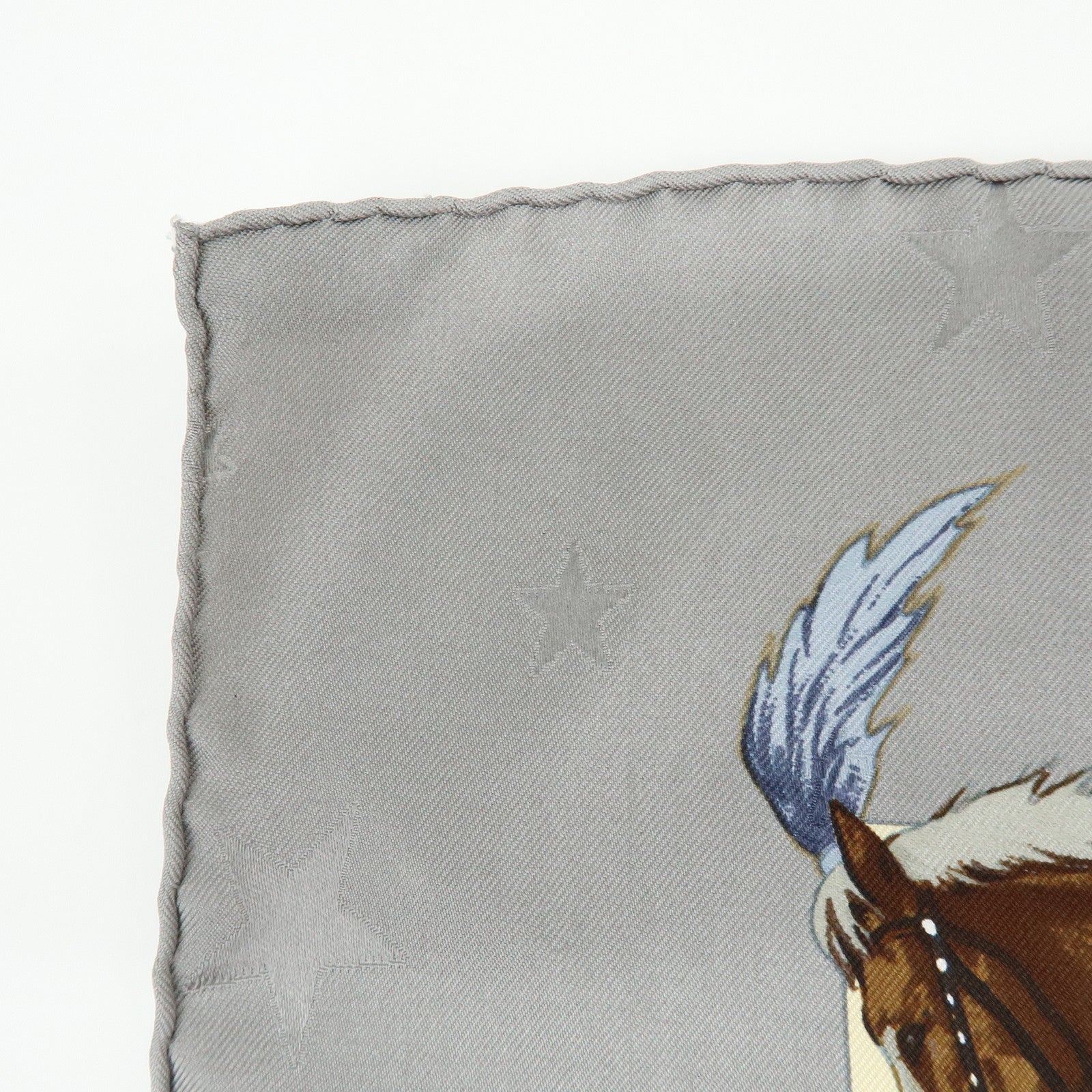 HERMES Carre 90 Silk 100% Scarf EN PISTE Horse Print Beige Gray