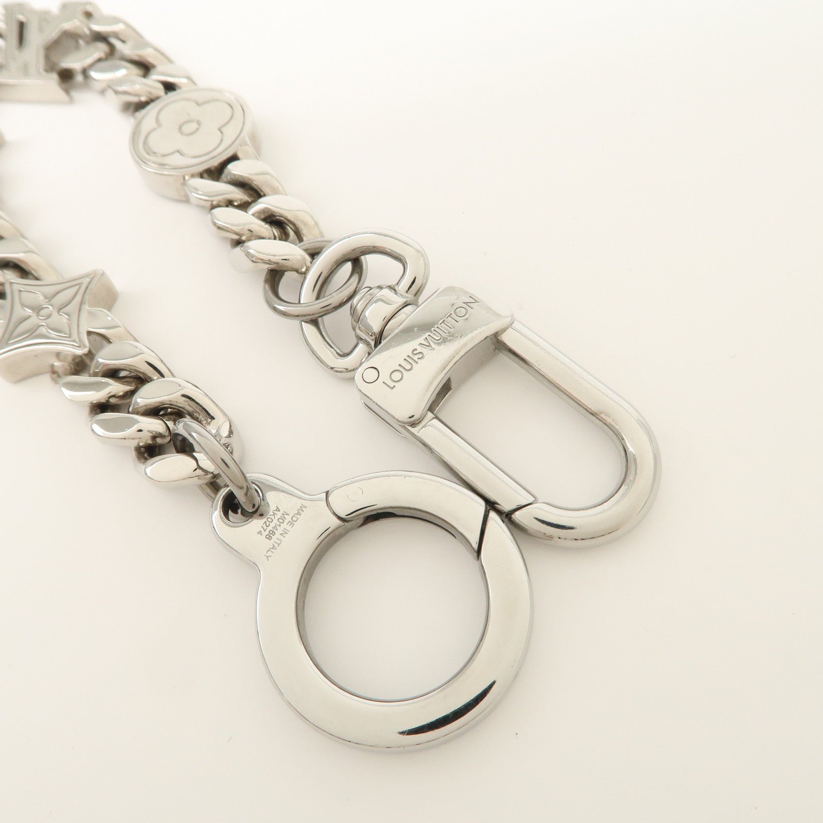 Louis Vuitton Monogram Element Chain Metal Bag Charm Silver M01468 Used