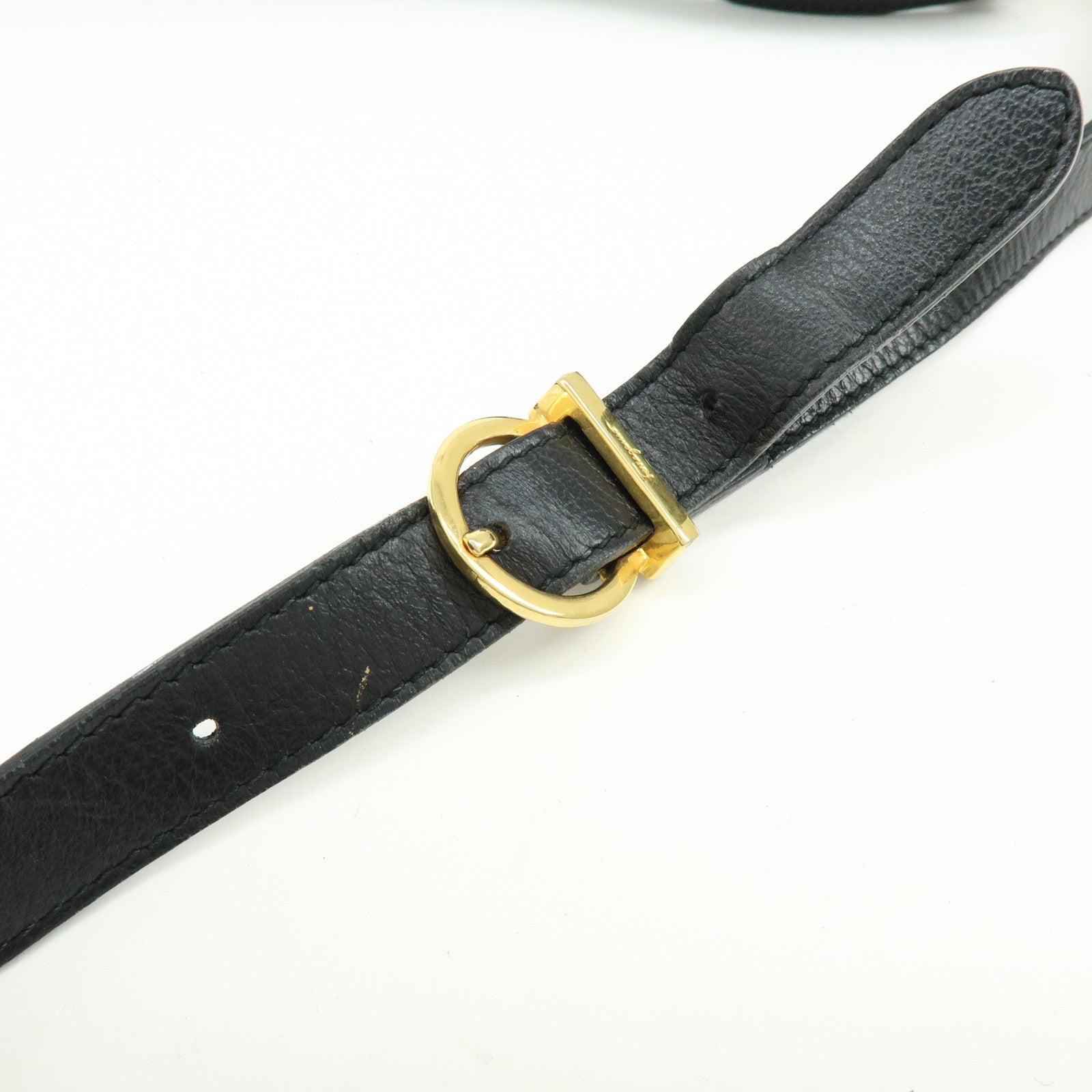 Ferragamo Gancini Leather Shoulder Bag Crossbody Bag Black