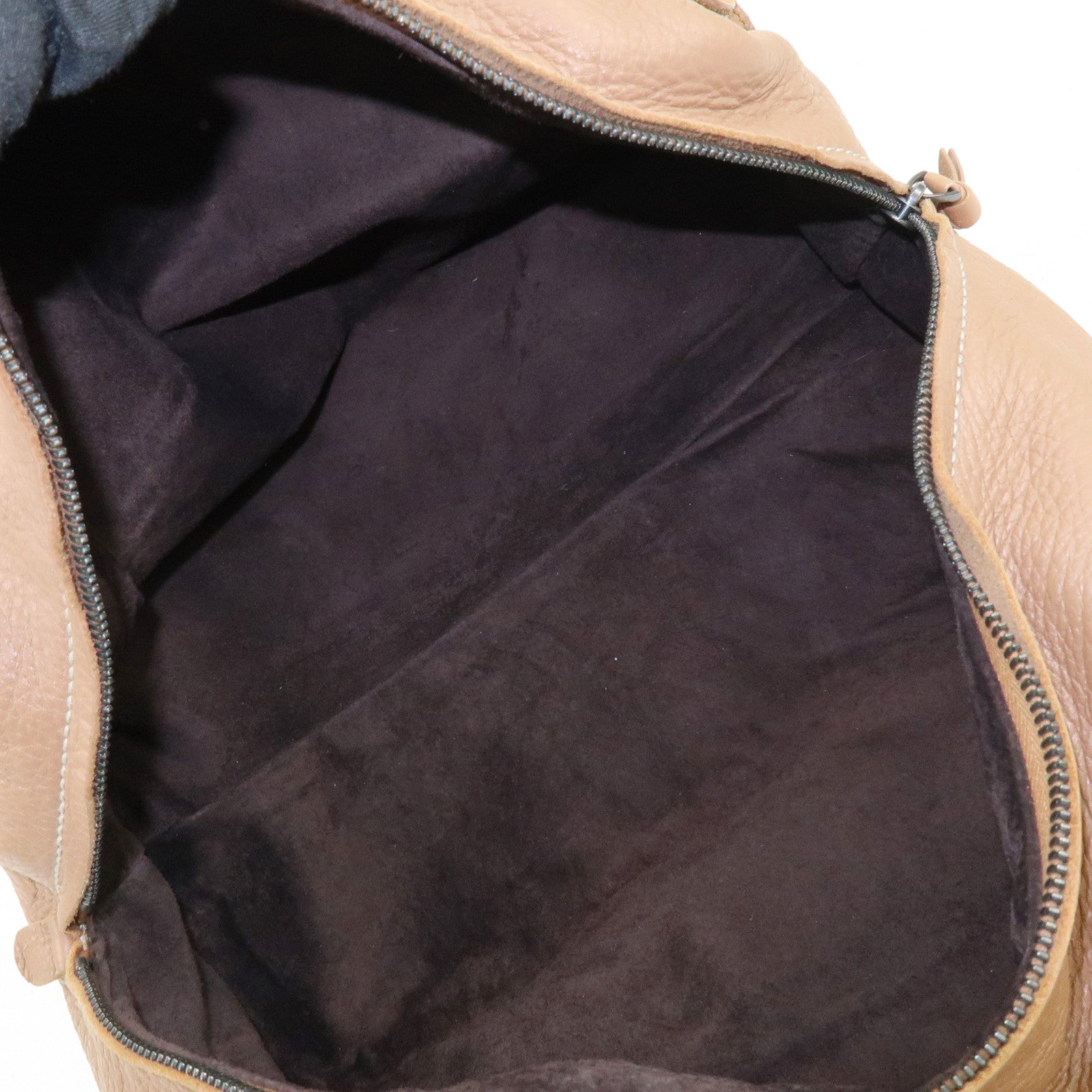 BOTTEGA VENETA Calf Leather Boston Bag Hand Bag Brown