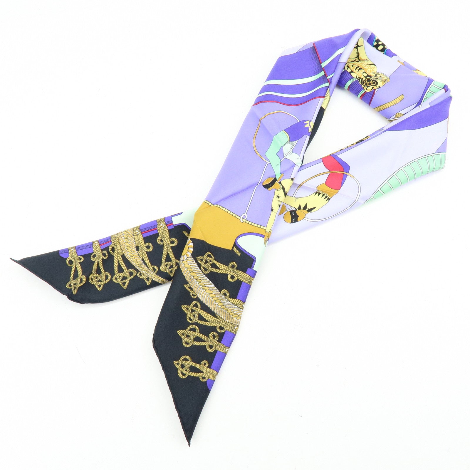 HERMES Carre 90 Silk 100% Scarf Circus Purple Black