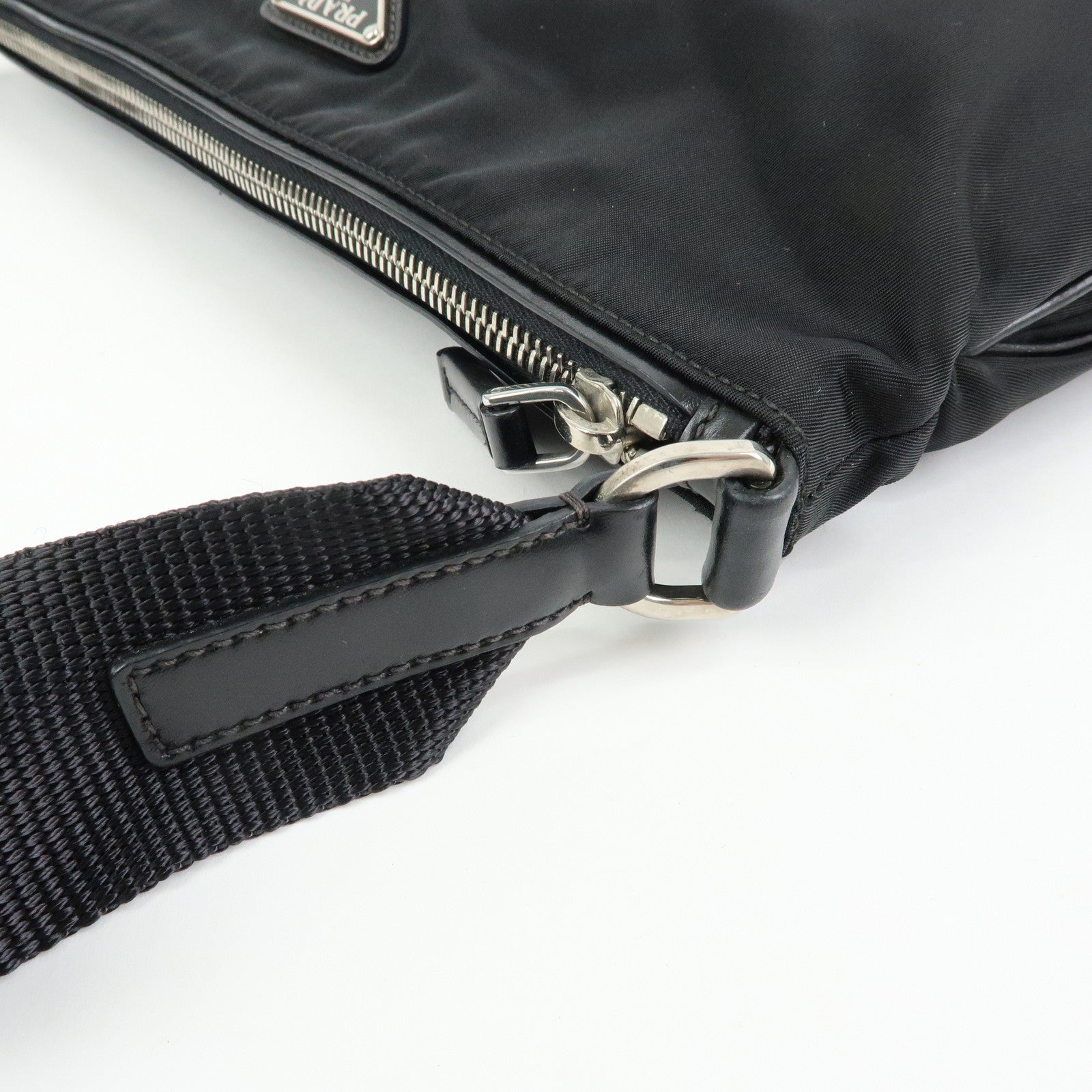 PRADA Triangle Logo Nylon Shoulder Crossbody Bag Black BT0326