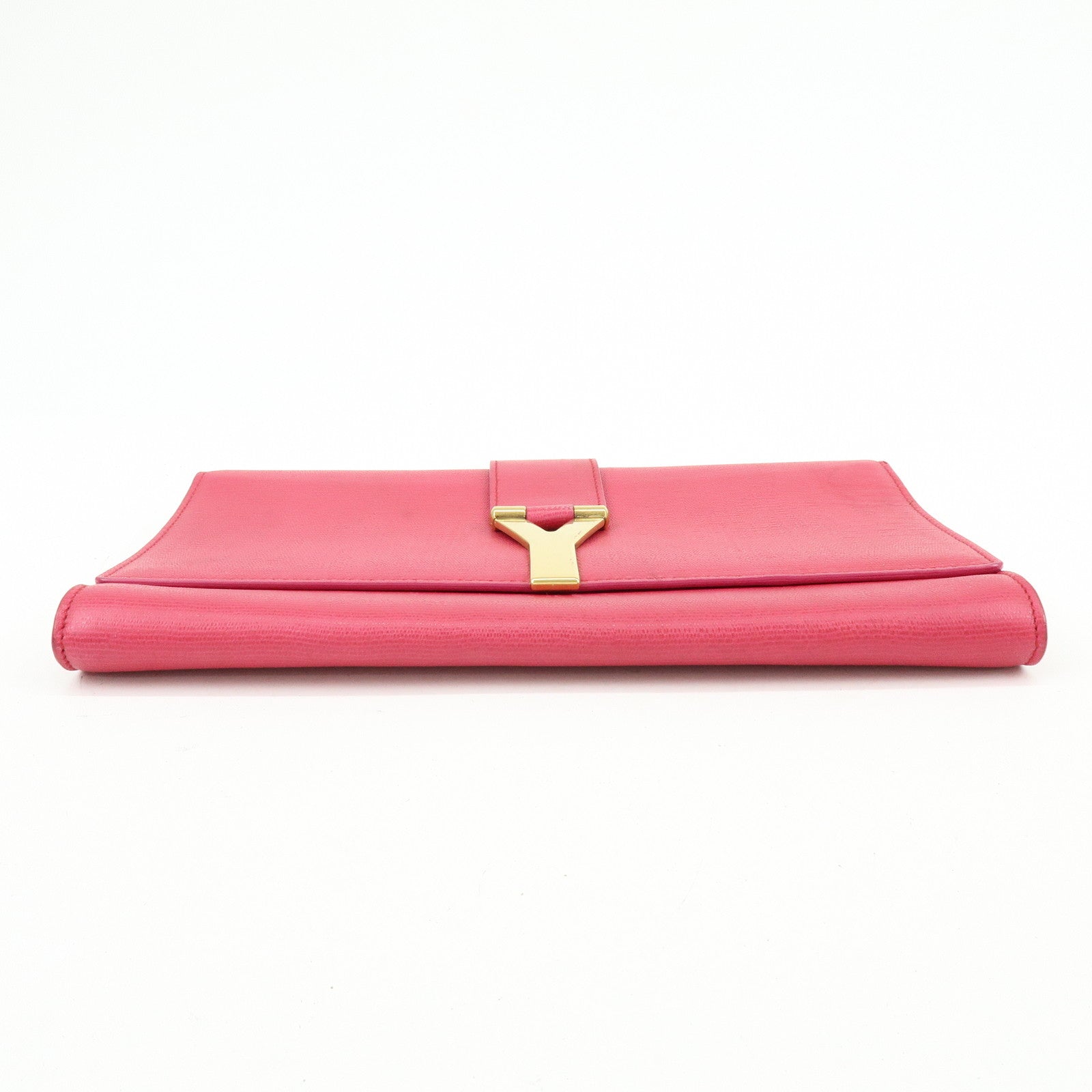 SAINT LAURENT PARIS Y Line Leather Clutch Bag Pouch Pink 265701