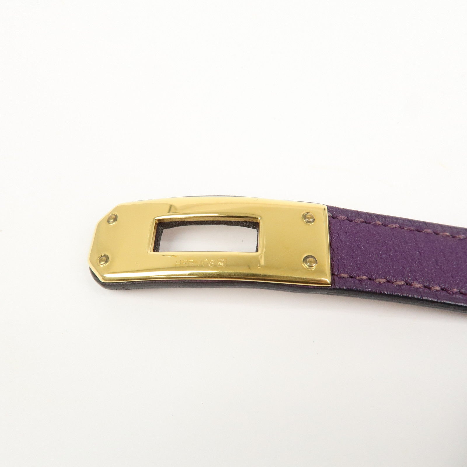HERMES Leather Mini Kelly Double Tour Bracelet Q Stamped Purple