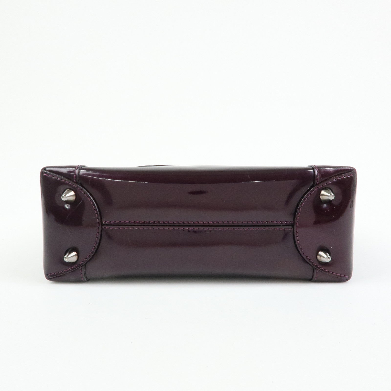 Christian Dior Maris Pearl Patent Leather Tote Bag Hand Bag Purple