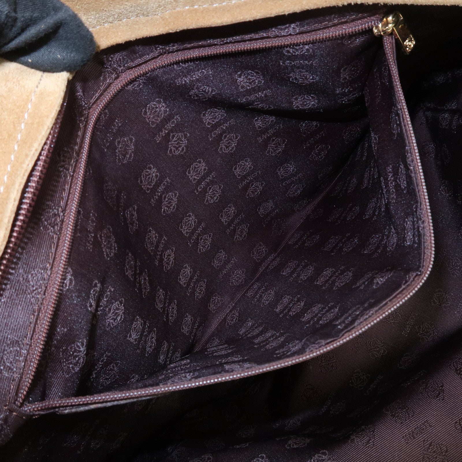 LOEWE Anagram Amazona 40 Suede Leather 2Way Bag Hand Bag Brown