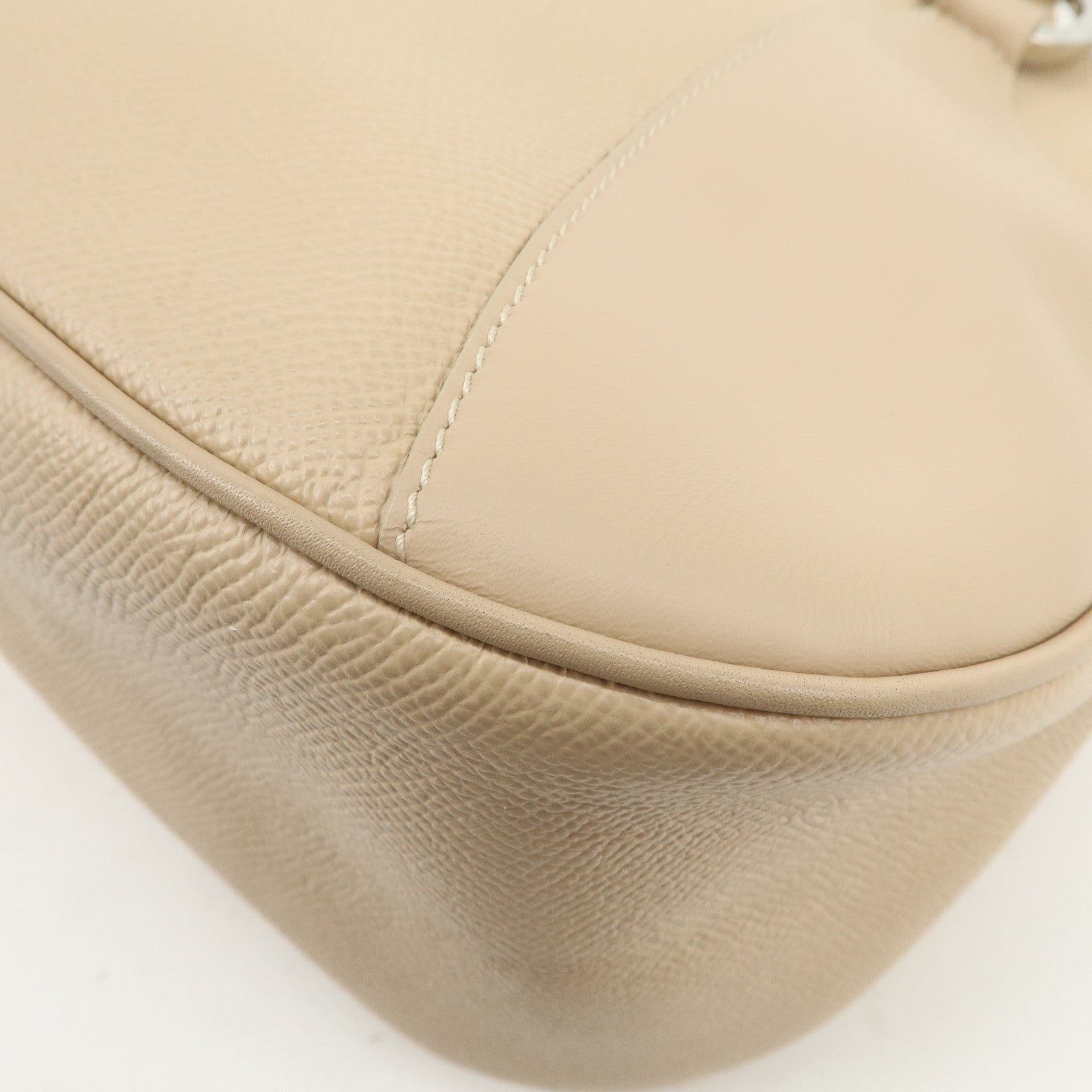 BVLGARI Logo Leather Hand Bag Shoulder Bag Beige