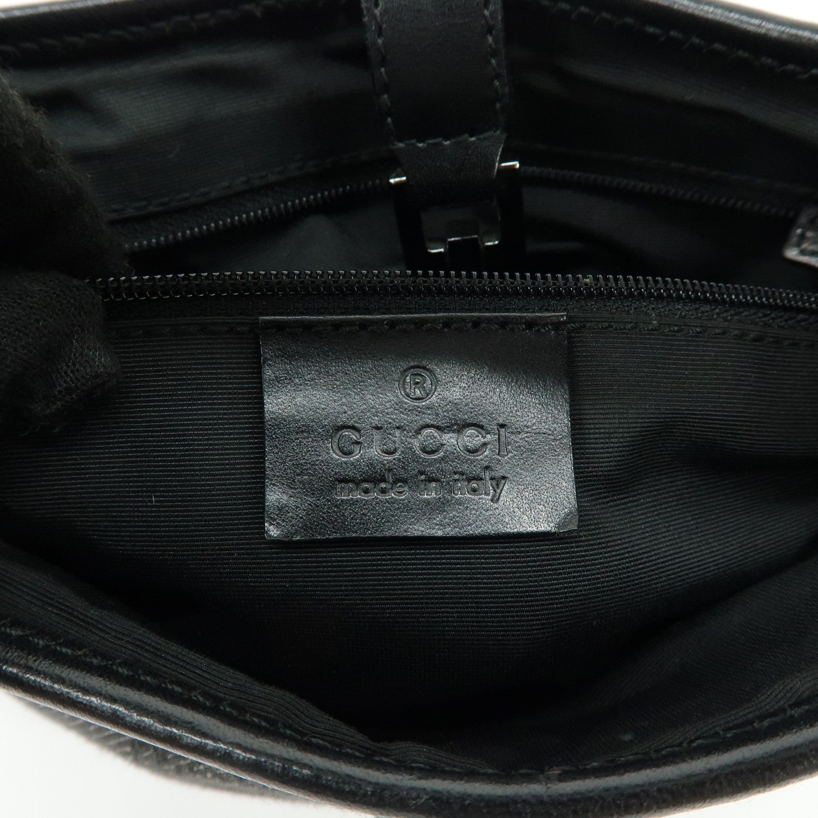 GUCCI Jackie GG Canvas Leather Shoulder Bag Hand Bag Black 01147