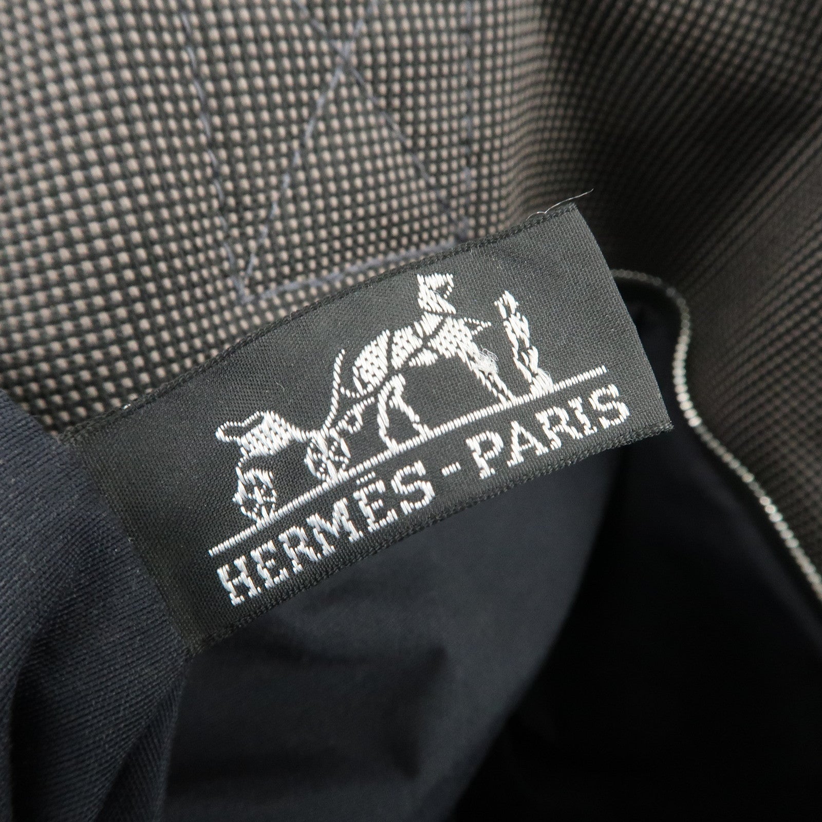 HERMES Herline Cabas Canvas Tote Bag Hand Bag Black
