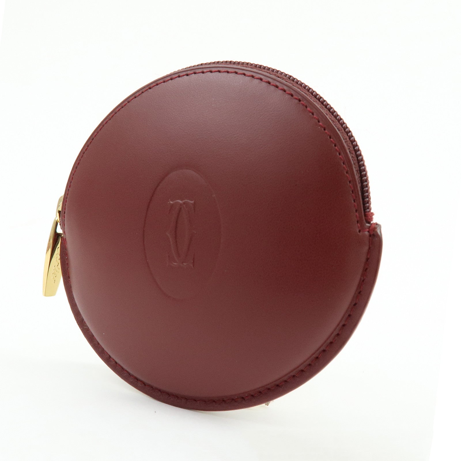Cartier Must de Cartier Calf Skin Leather Coin Case Bordeaux
