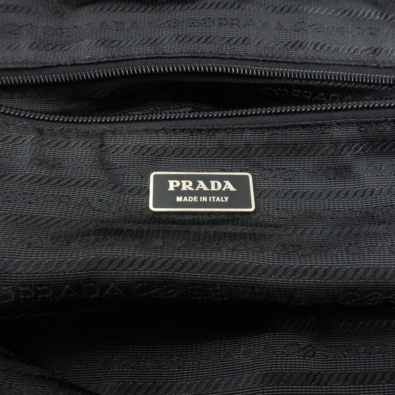 PRADA Triangle Logo Nylon Saffiano Leather Boston Bag Hand Bag
