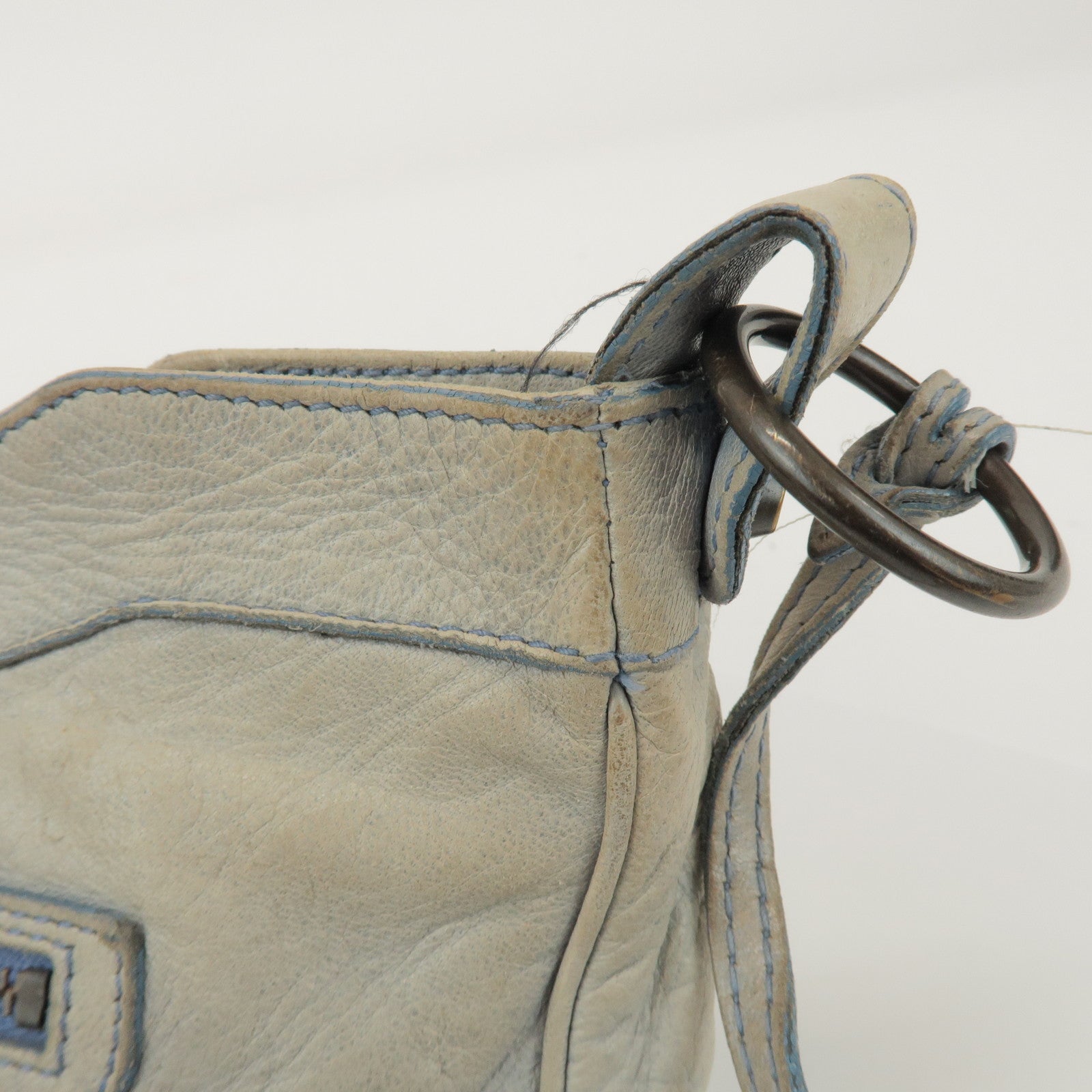 BALENCIAGA The Hip Leather Shoulder Crossbody Bag Light Blue 242803