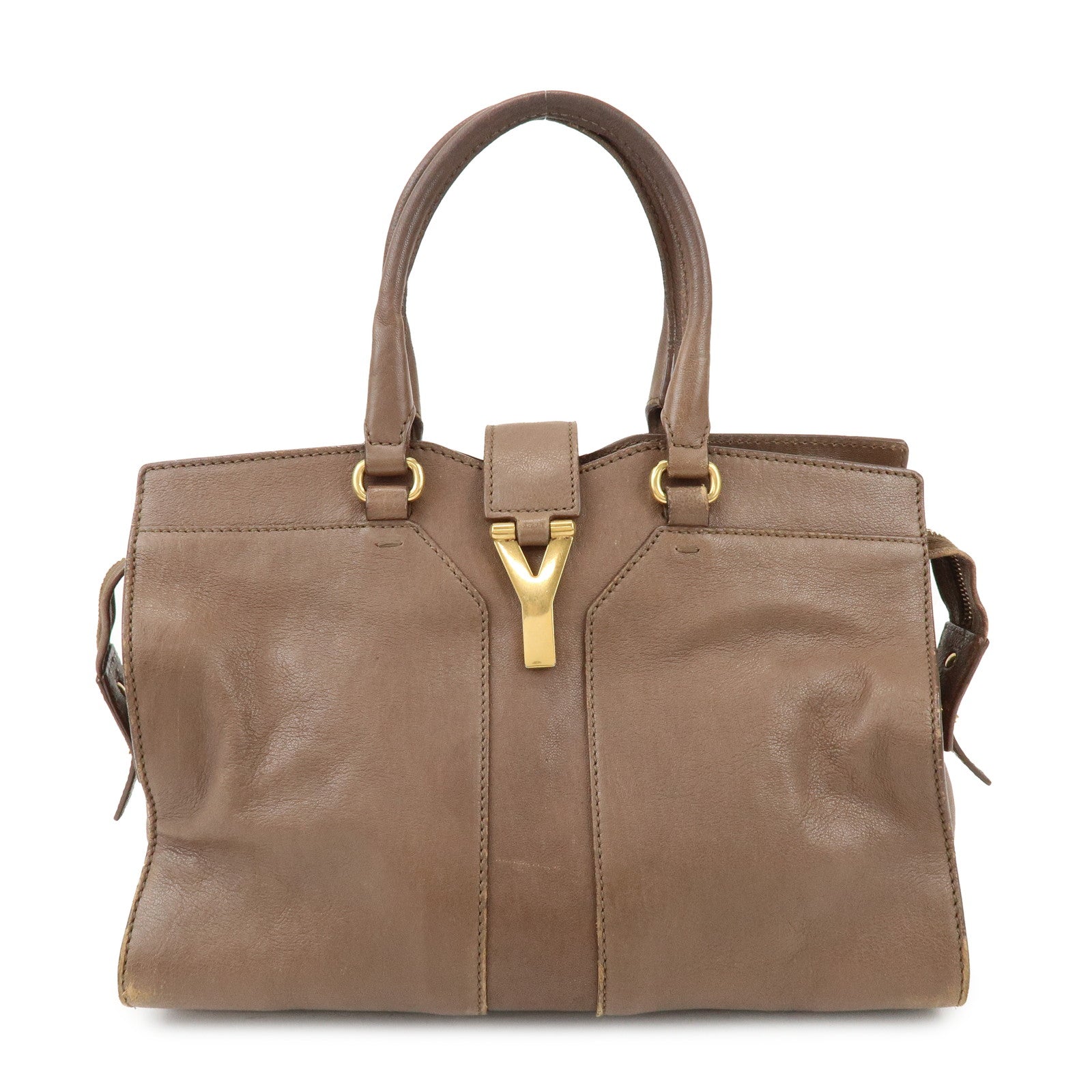 SAINT LAURENT PARIS Cabas Chyc Leather 2Way Bag Hand Bag Brown