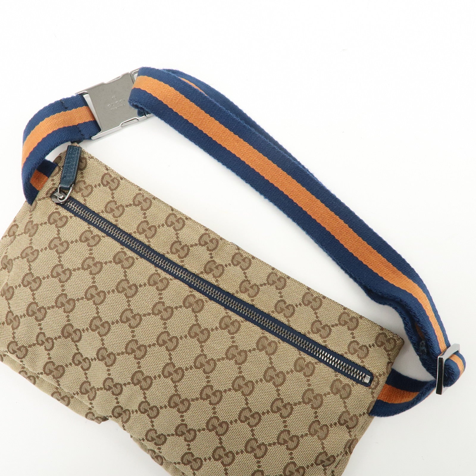 GUCCI Sherry GG Canvas Leather Waist Bag Crossbody Bag Brown 28566