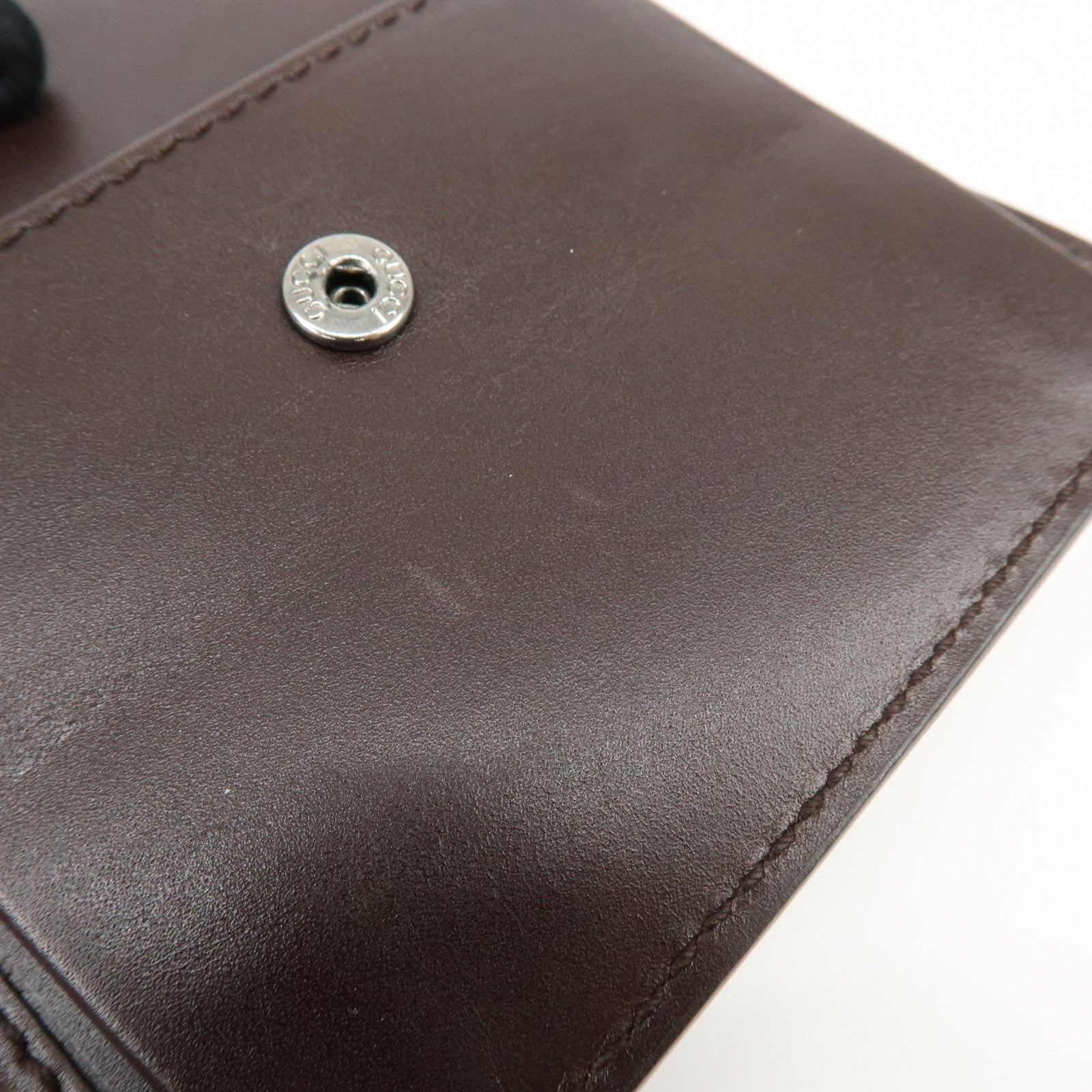 GUCCI Guccissima Leather Bi-fold Compact Wallet Dark Brown 146223
