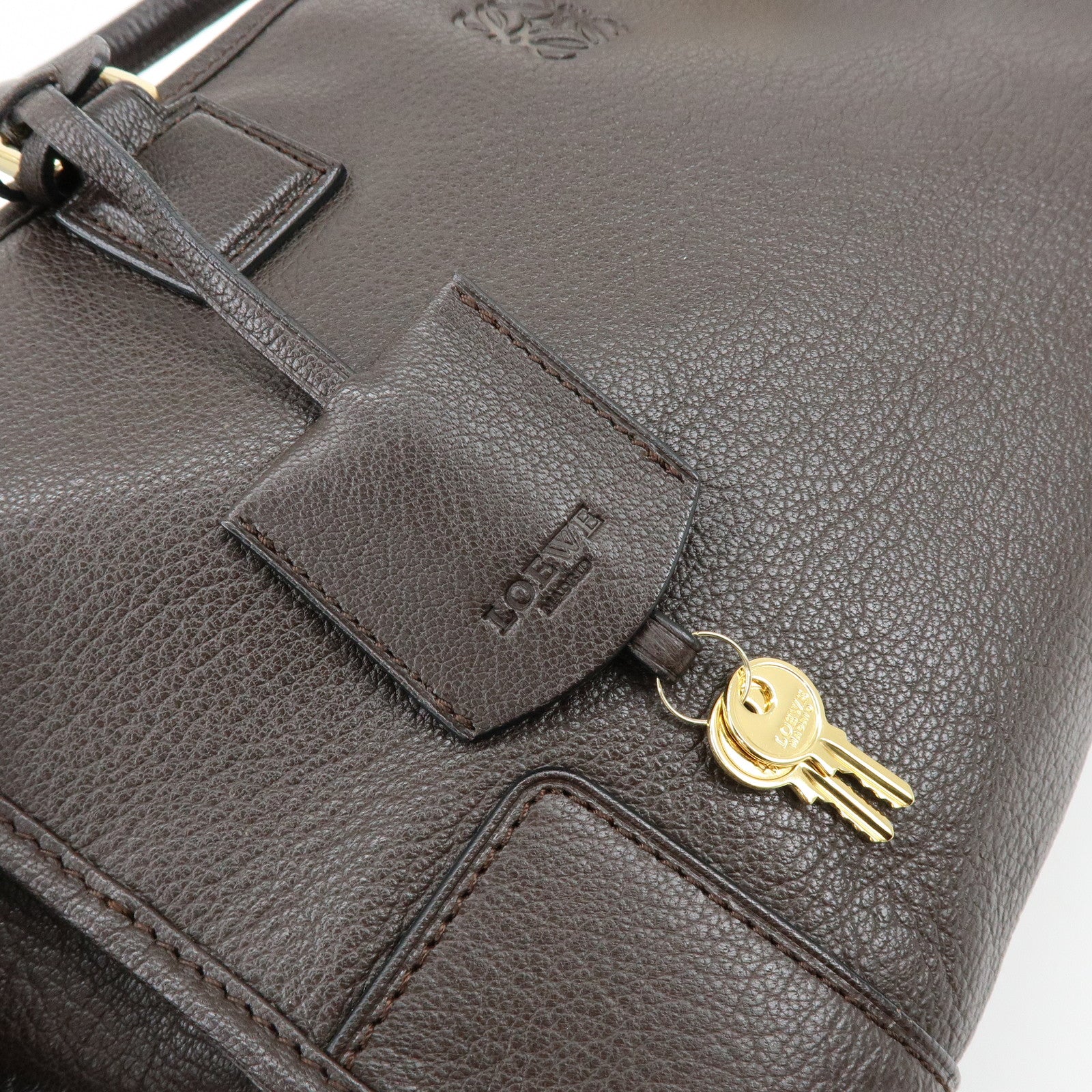 LOEWE Anagram Amazona 36 Hand Bag Boston Bag Dark Brown