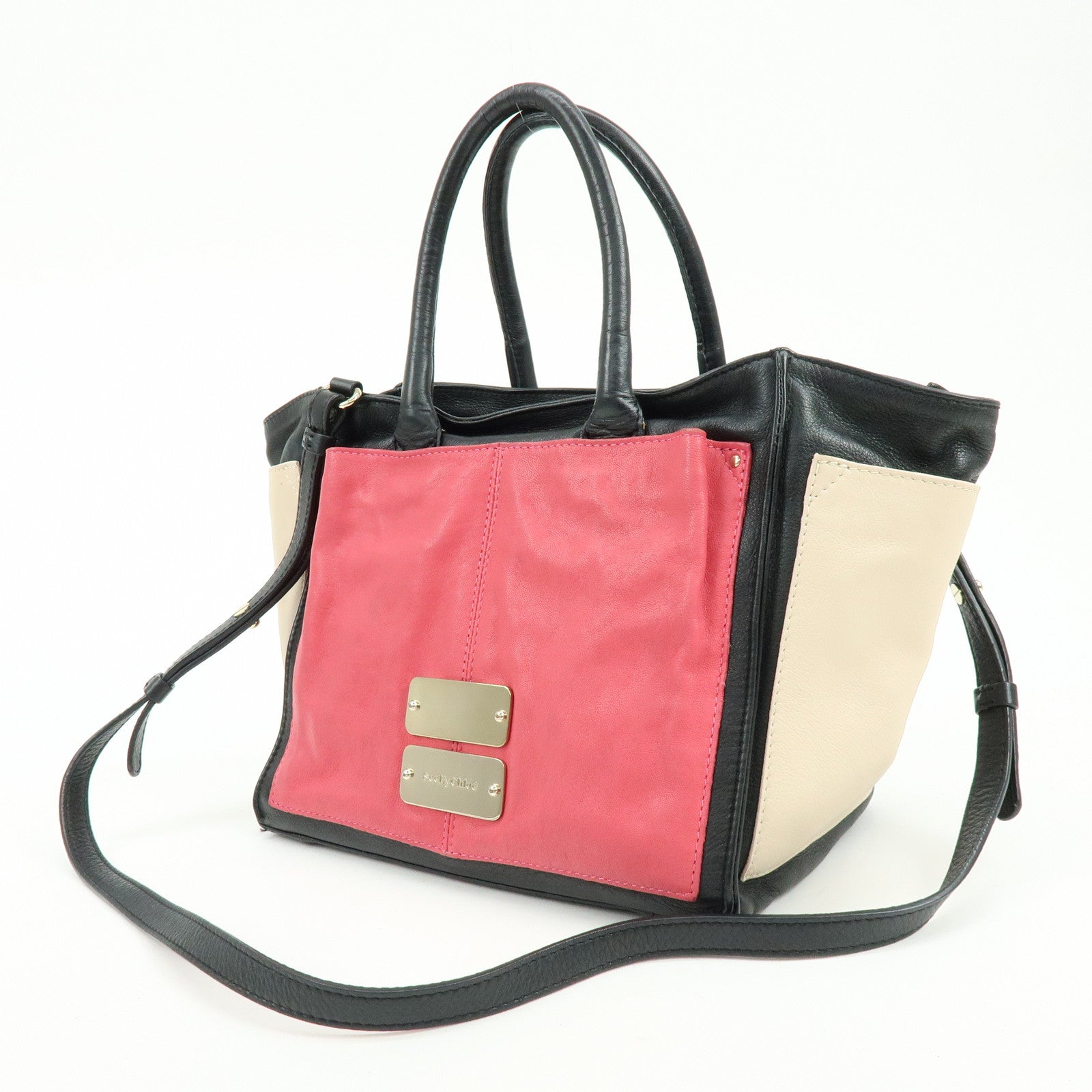 Chloe See By Chloe Leather 2Way Shoulder Bag Hand Bag Pink Black