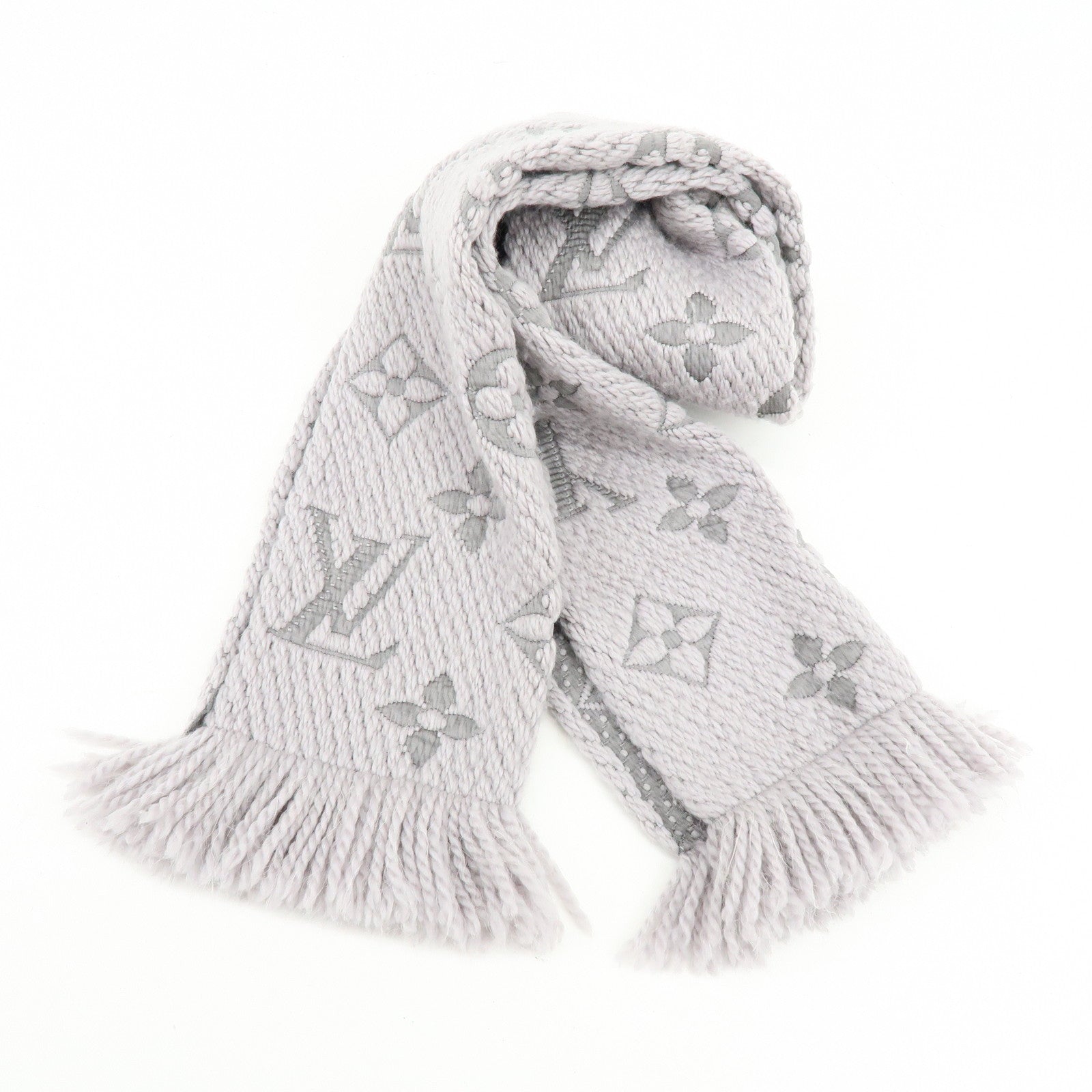Louis Vuitton Monogram Escharp Logomania Scarf Gris Perle M74742