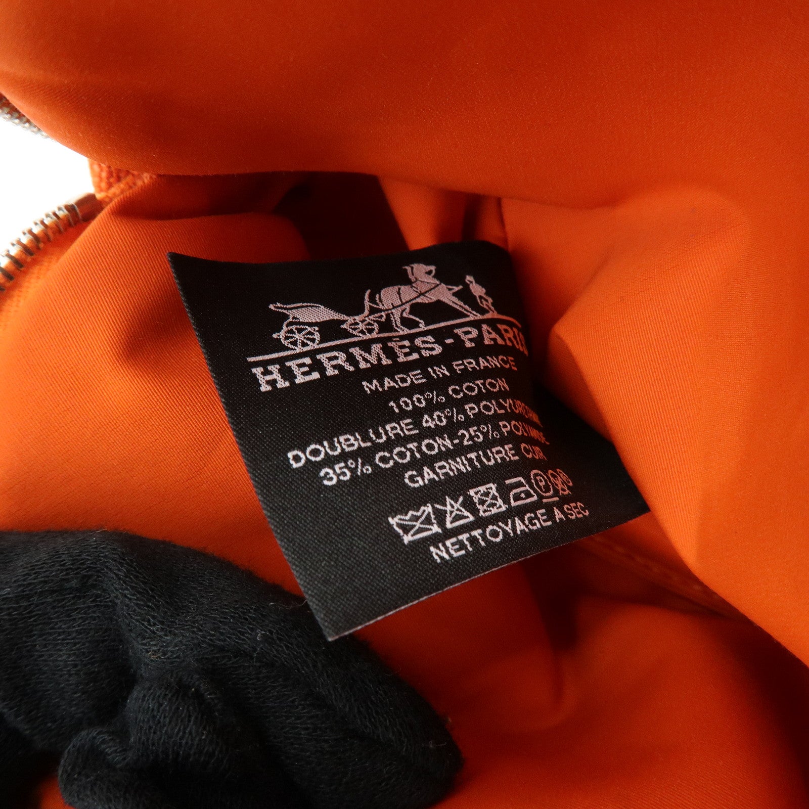 HERMES Bolide Mini Mini 16 Canvas Leather Cosmetic Pouch Orange