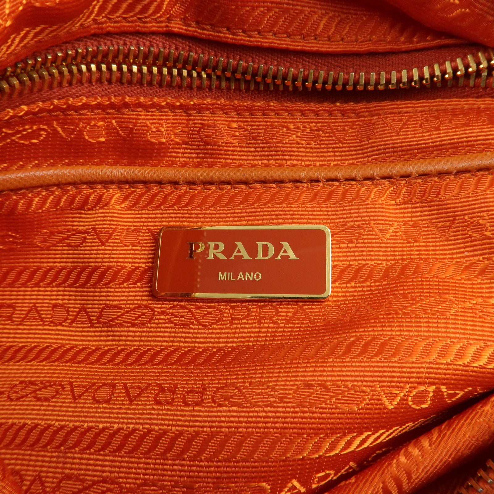 PRADA Triangle Logo Nylon Leather 2Way Shoulder Bag Orange Used