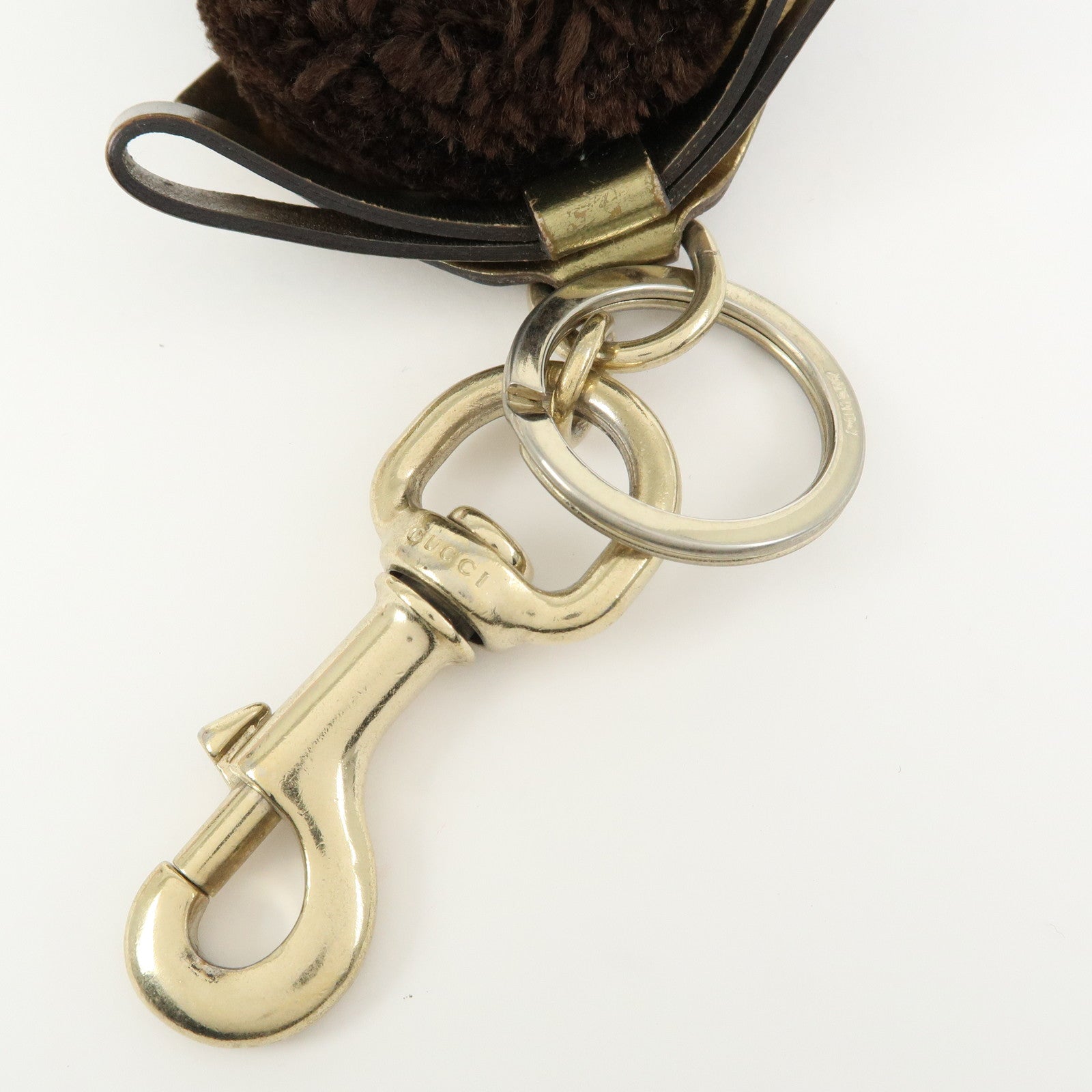 GUCCI Gucciori GG Supreme Leather Toy Poodle Lulu Bag Charm Brown