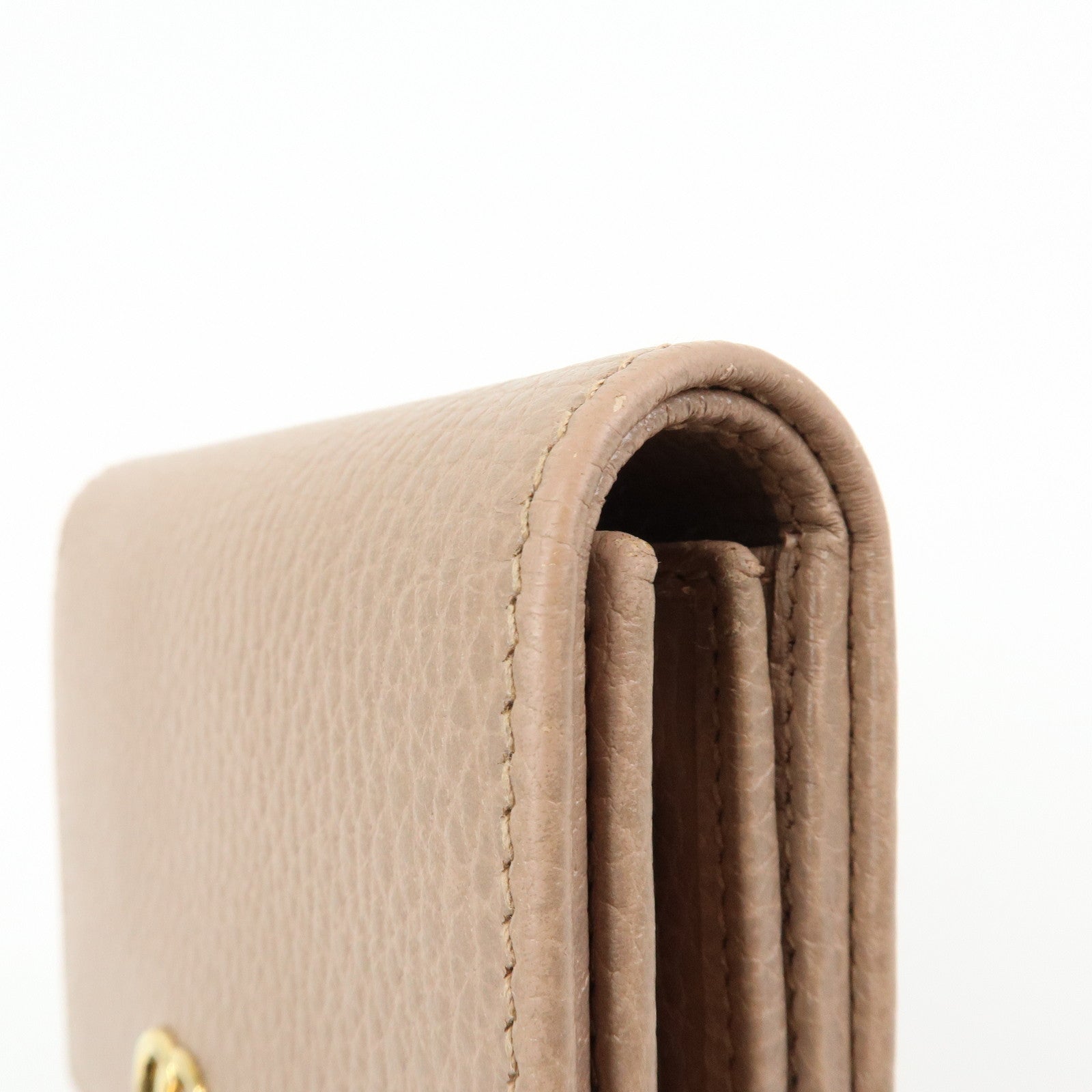 GUCCI GG Marmont Leather Compact Wallet Pink Beige 59858