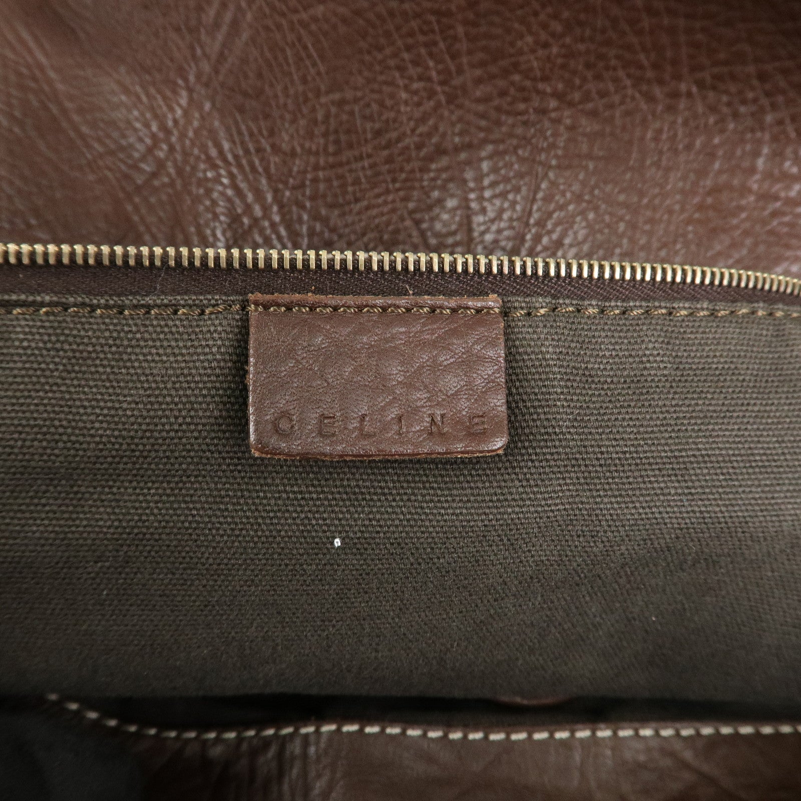 CELINE Macadam Logo Leather Hand Bag Shoulder Bag Brown