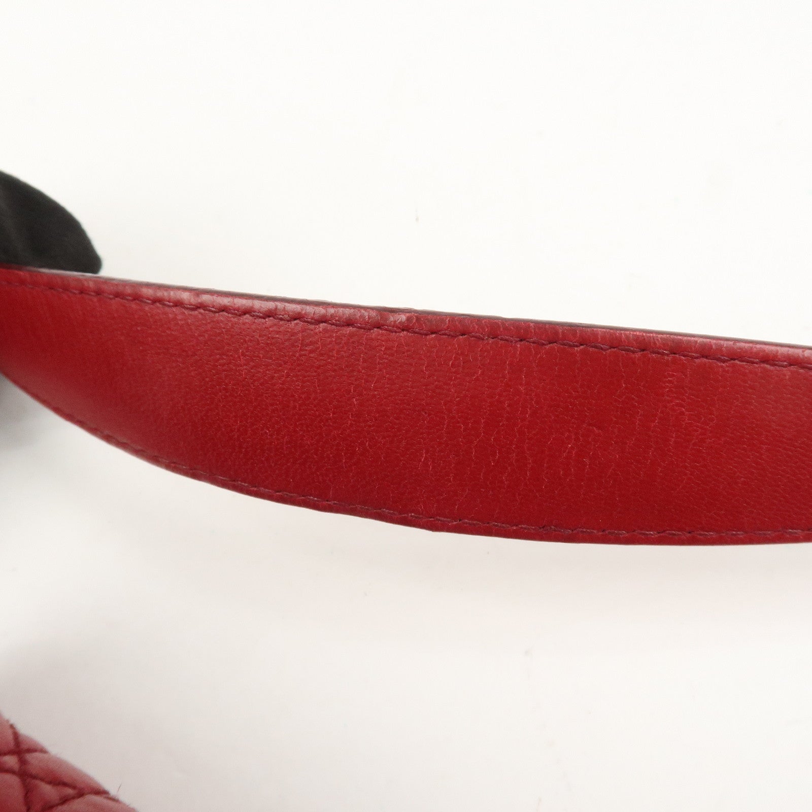 Christian Dior Canage Leather Chain Shoulder Bag Hand Bag Red