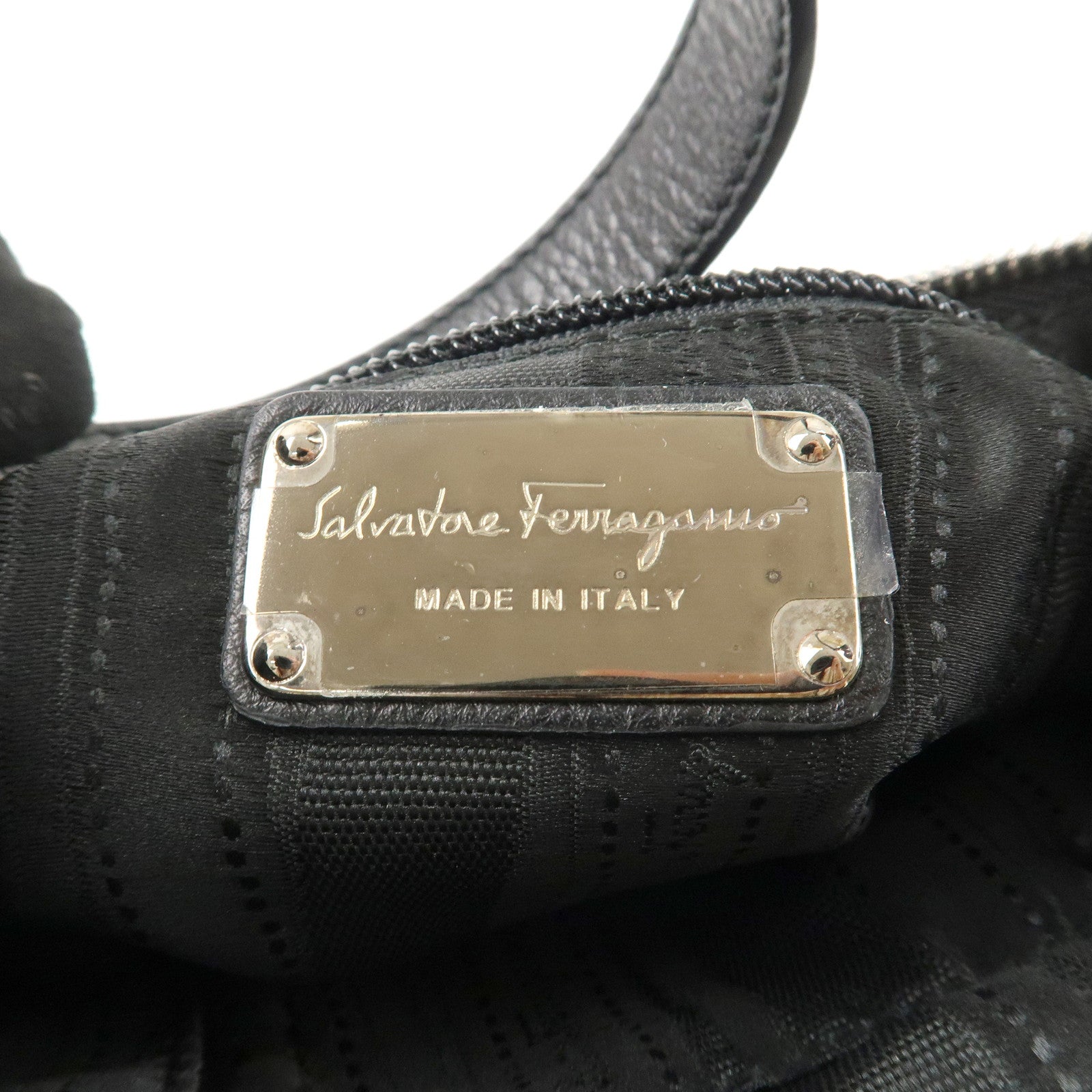 Ferragamo Gancini Leather Shoulder Bag Black Used