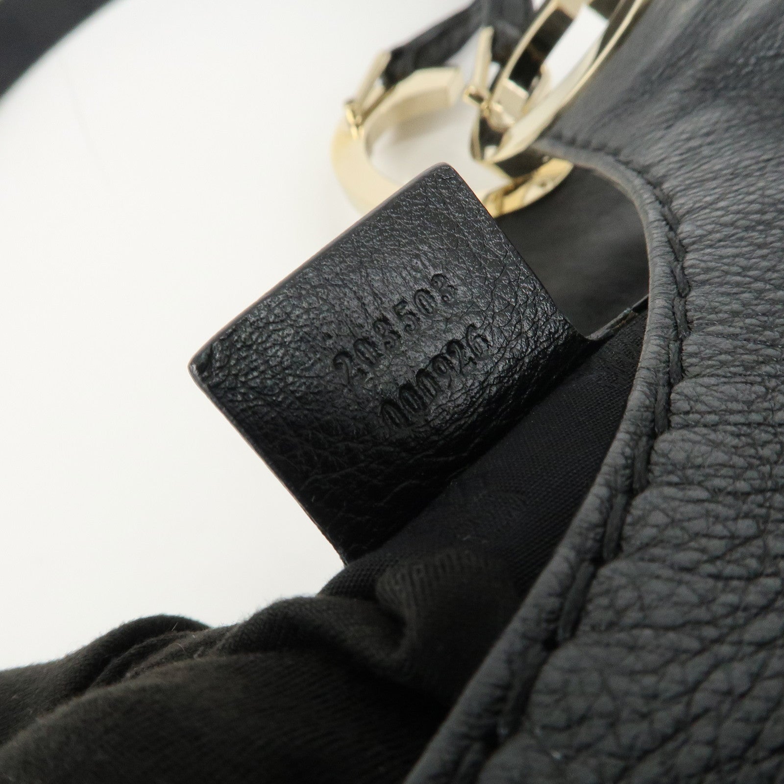 GUCCI Guccissima Leather Shoulder Bag Gold Hardware Black 203503 Used