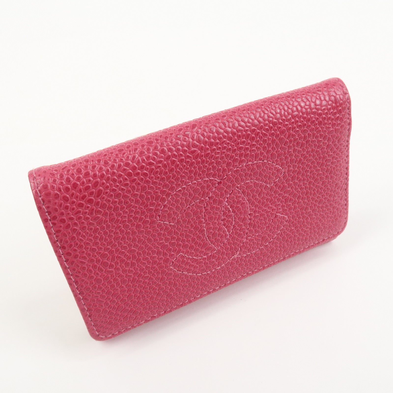 CHANEL COCO Mark Caviarskin 6 Rings Key Case Key Holder Pink A01439